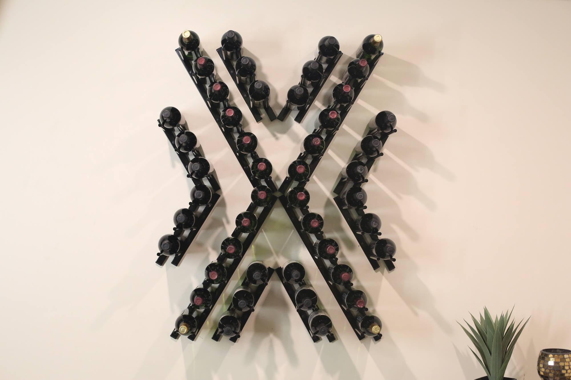 Modern Matte Black Wall Mounted Wine Rack - Holds 9 Bottles (3 Foot) | Space-Saving Metal Wine Storage for Home Bar, Kitchen, Dining Room & Wine Cellar | Perfect for Small Spaces & Wine Enthusiasts