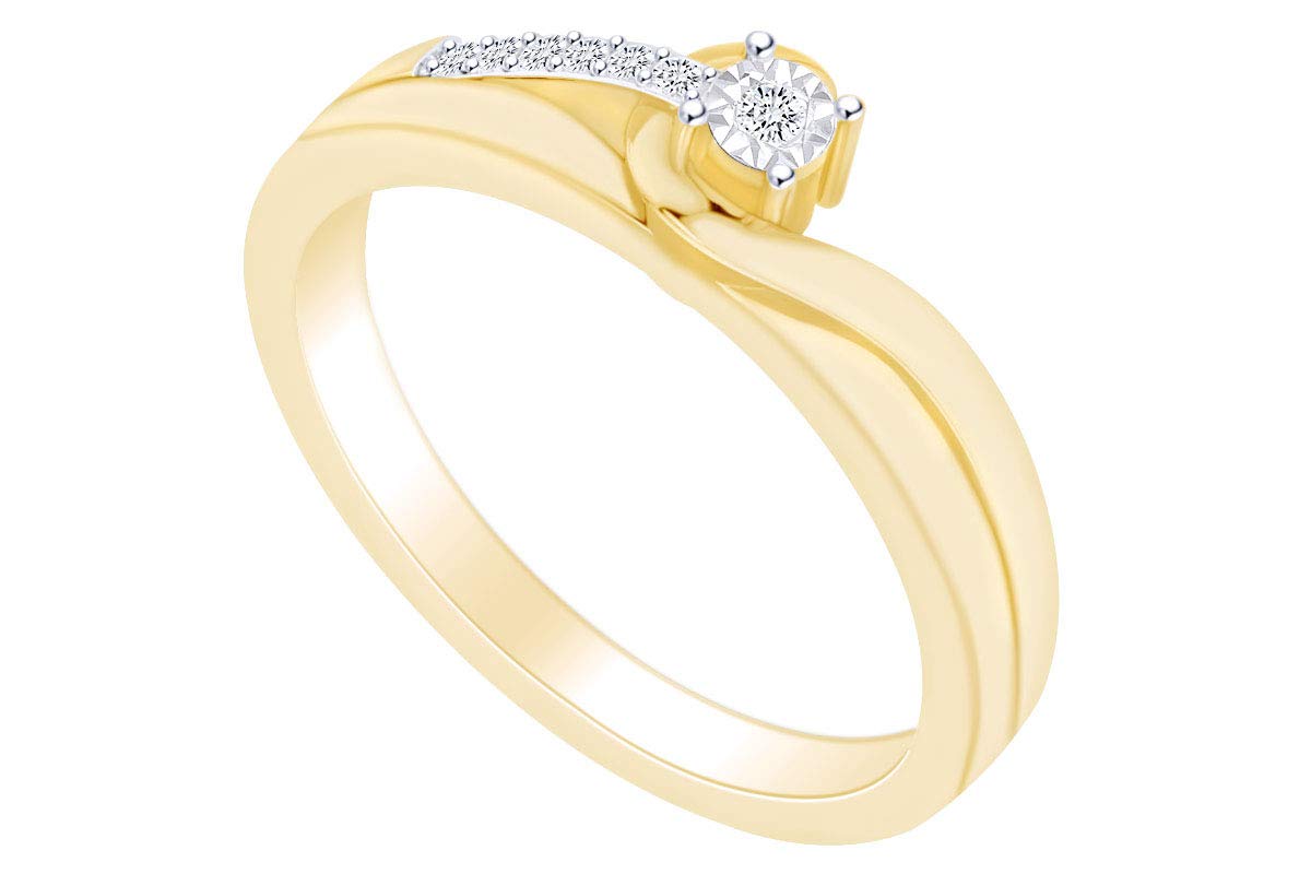14k Gold Over Sterling Silver Round White Natural Diamond Accent Hook Ring - Elegant Jewelry for Weddings, Anniversaries & Special Occasions