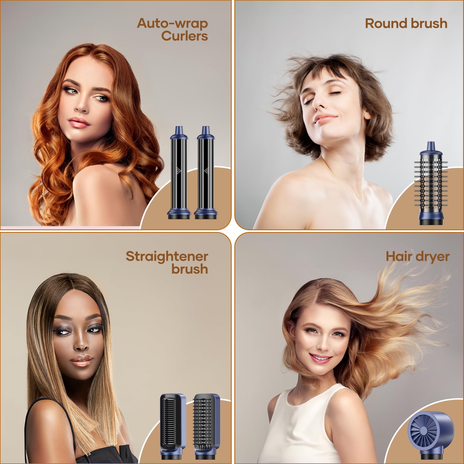 6-in-1 Ionic Hair Dryer Brush with 38m/s High Speed Airflow - Hot Air Styler, Curling & Blow Dryer for Straight & Wavy Hair | Perfect for Salon-Quality Blowouts at Home, Travel & Daily Styling