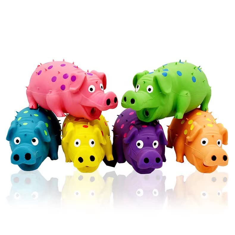 Squeaky Pig Dog Toys 2 Pack - Grunting Oinking Noise Dog Chew Toys for Small, Medium & Large Breeds - Interactive Play for Indoor & Outdoor Fun