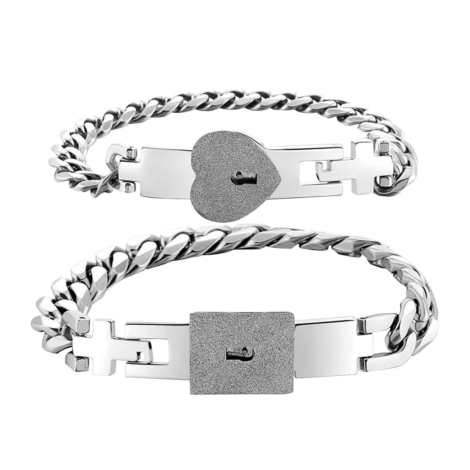Stylish Titanium Steel Love Lock Couple Bracelets Set - Romantic Beach Jewelry Gift for Women, Wife, Girlfriend, or Mum (One Size) | Perfect for Anniversaries, Valentine's Day & Beach Vacations