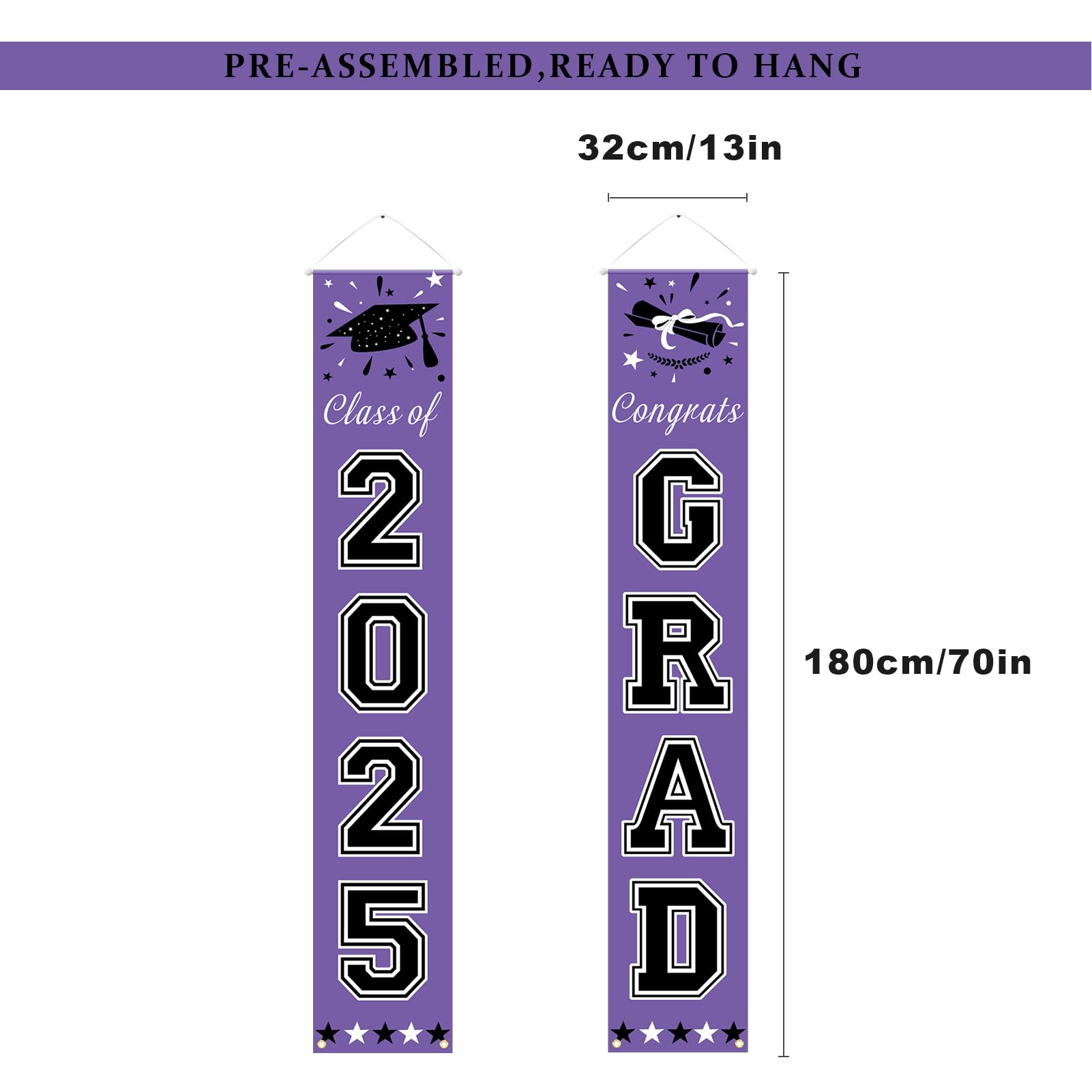DAZONGE 2025 Graduation Party Decorations - Purple Graduation Banners & Party Supplies for Class of 2025 - School Graduation Decor for High School, College & University - Perfect for Graduation Ceremonies, Parties & Photo Backdrops