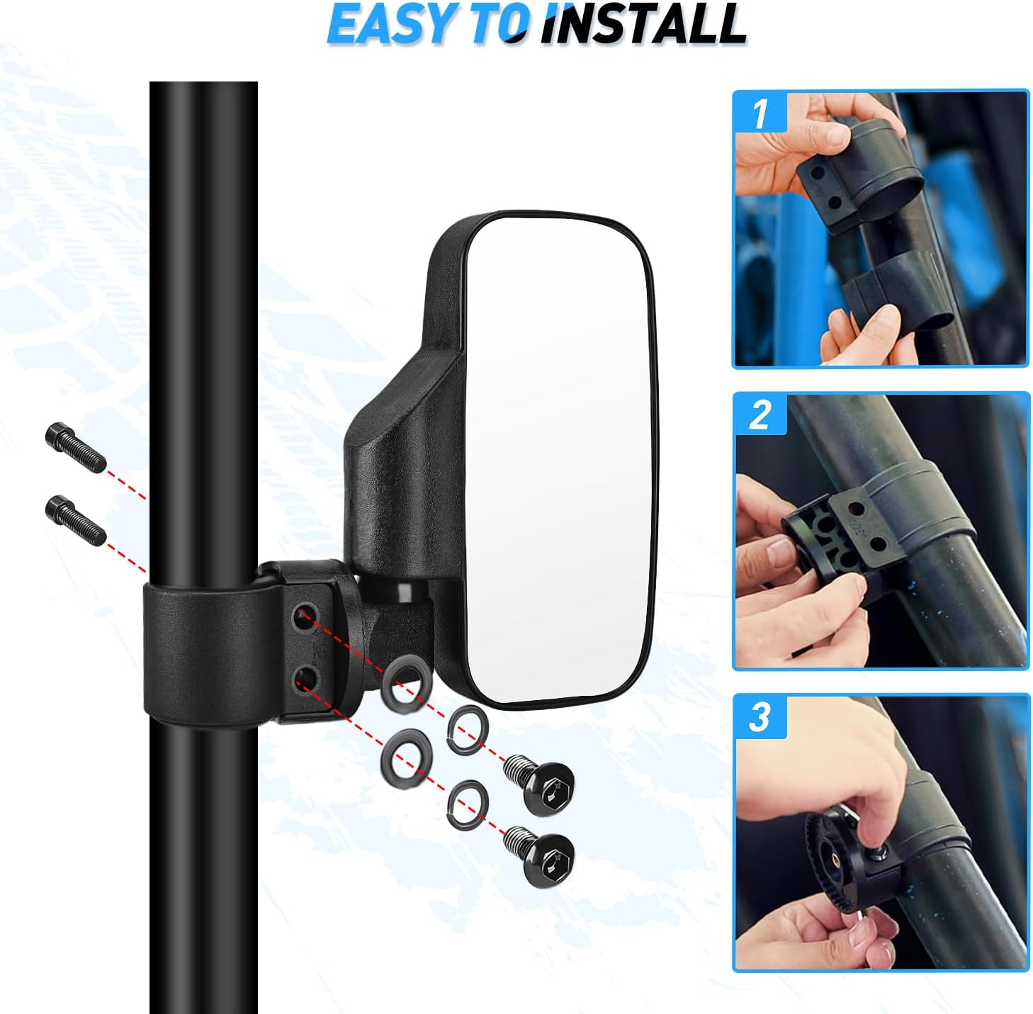 Universal UTV Side Mirrors 1.6-2 Inch Roll Cage Fit - Durable Off-Road ATV Accessories for Trail Riding & Hunting Adventures