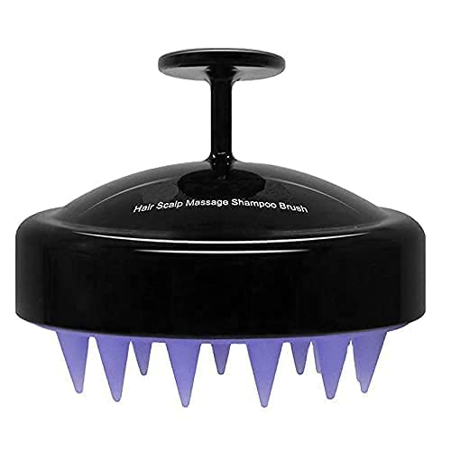 **MeeTo Silicone Hair Massage Shampoo Brush - Scalp Scrubber & Body Massager for Relaxation - Perfect for Shower, Bath & Spa (Black)**