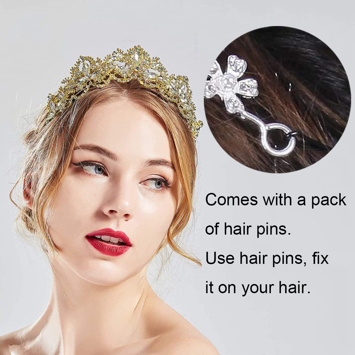 Elegant Gold Tiara Crown for Women - Rhinestone Wedding Princess Headband, Bridal Party Prom Queen Accessory | Perfect for Weddings, Birthdays, Halloween Costumes & Christmas Gifts