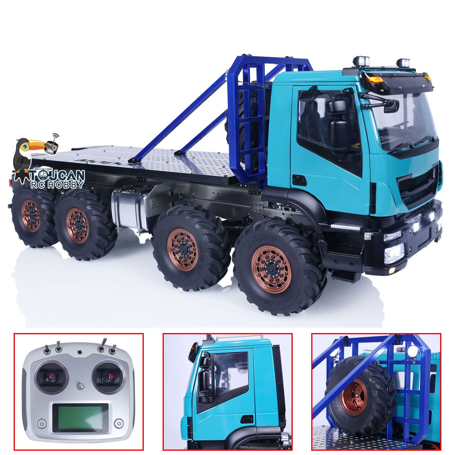 1/14 Scale 8x8 RC Rock Crawler Truck - Remote Control Climbing Vehicle with DIY Model Kit, LED Lights, Sound System & Servo ESC - Perfect for Off-Road Adventures and Rock Crawling Competitions