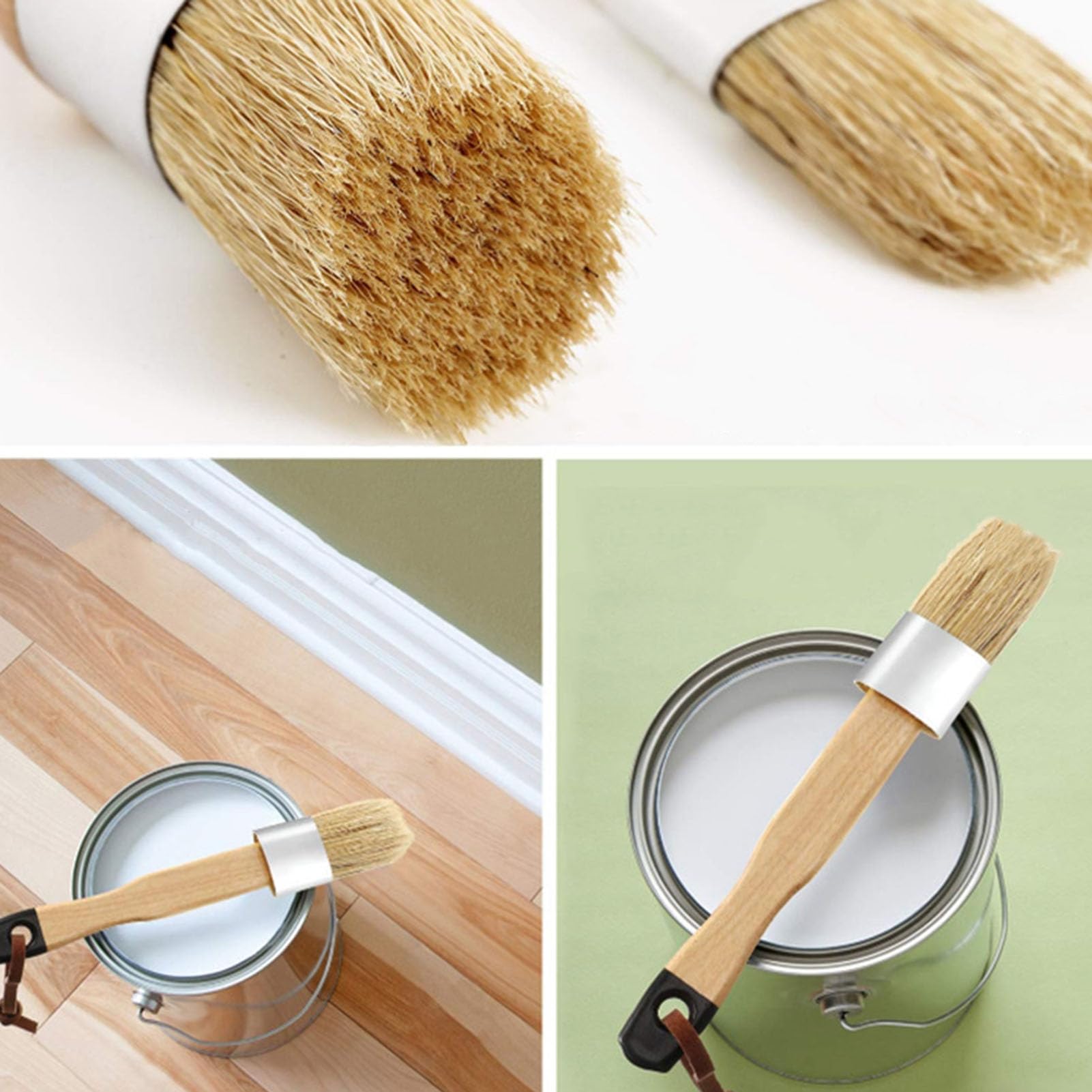 4Pcs Soft Bristle Wax Brushes for Furniture - Handheld Chalk Wax Applicator Set with Easy Operation - Perfect for DIY Home Decor, Woodworking & Chalk Painting Projects