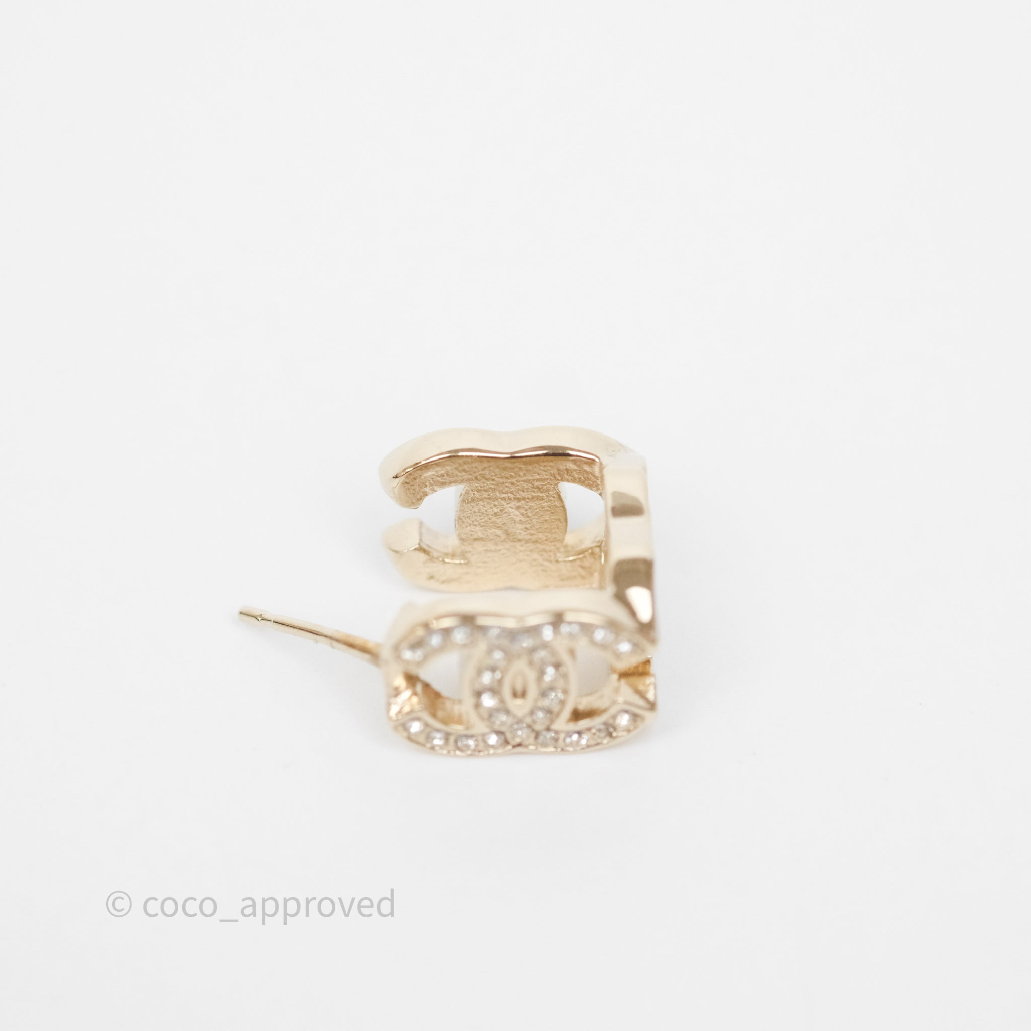 Chanel CC Crystals Square Earrings Gold Tone 23B - Luxury Fashion Jewelry for Women, Perfect for Parties, Weddings & Special Occasions