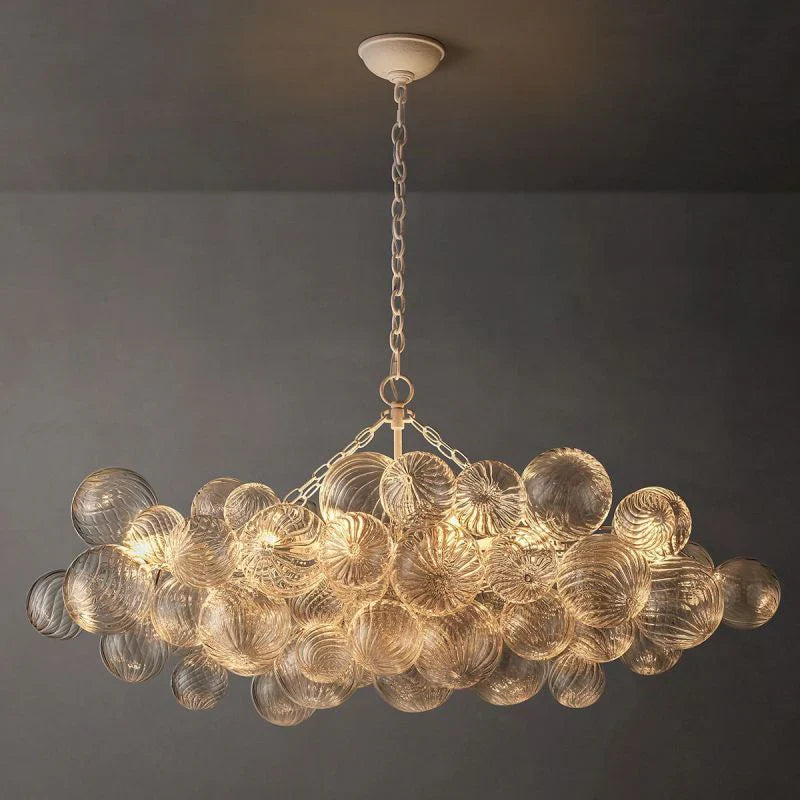 Tammy Linear Glass Ball Chandelier - 51 Inch Modern Crystal Pendant Light Fixture for Dining Room, Living Room & Bedroom Lighting