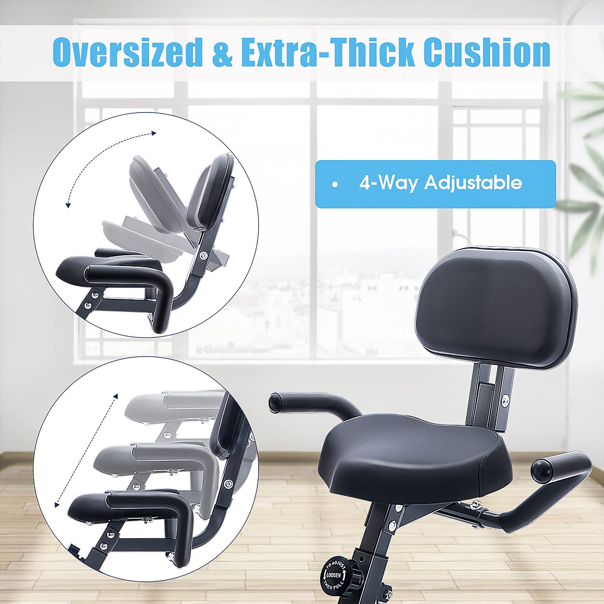 Merax 2-in-1 Folding Exercise Bike - 16-Level Magnetic Resistance Recumbent & Upright Indoor Cycling Bike for Home Workouts | Compact Stationary Fitness Bike for Cardio Training & Weight Loss