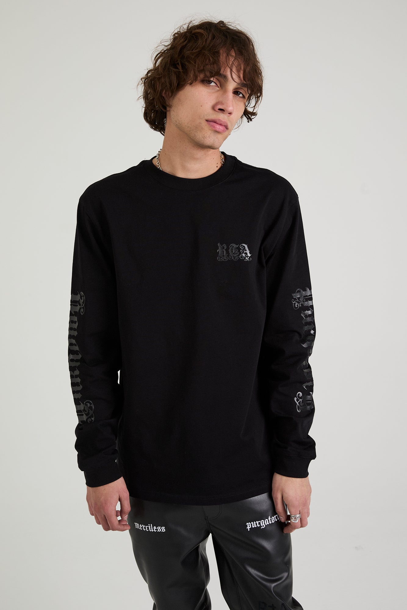 LAWRENCE Long Sleeve T-Shirt for Men | Black Cotton Casual Top | Perfect for Streetwear, Layering & Everyday Outfits