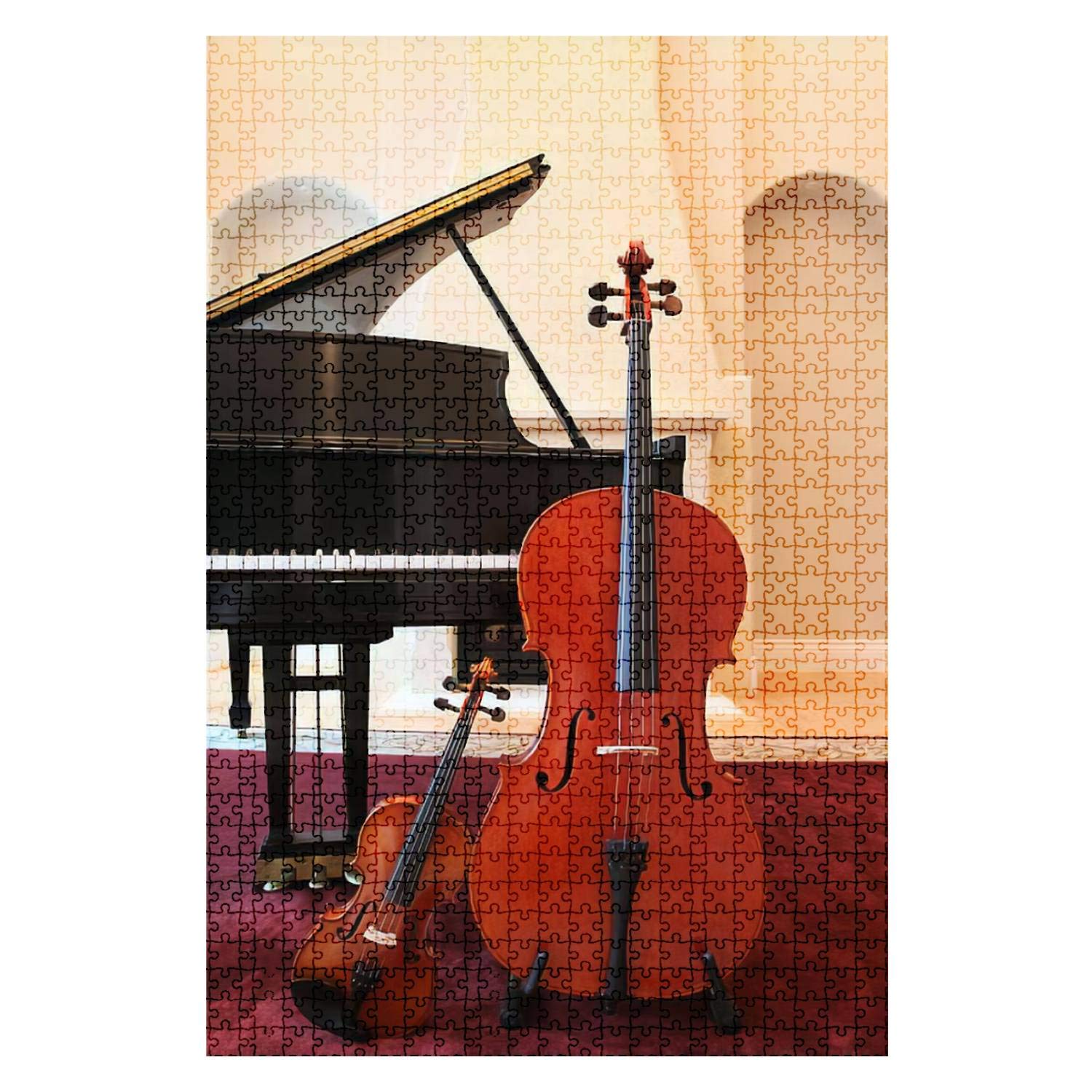1000-Piece Wooden Jigsaw Puzzle - Musical Instruments Trio (Cello, Violin, Piano) - Challenging Adult Puzzle, Educational Toy & Home Decor Gift for Music Lovers - Perfect for Family Game Night, Stress Relief & Brain Training