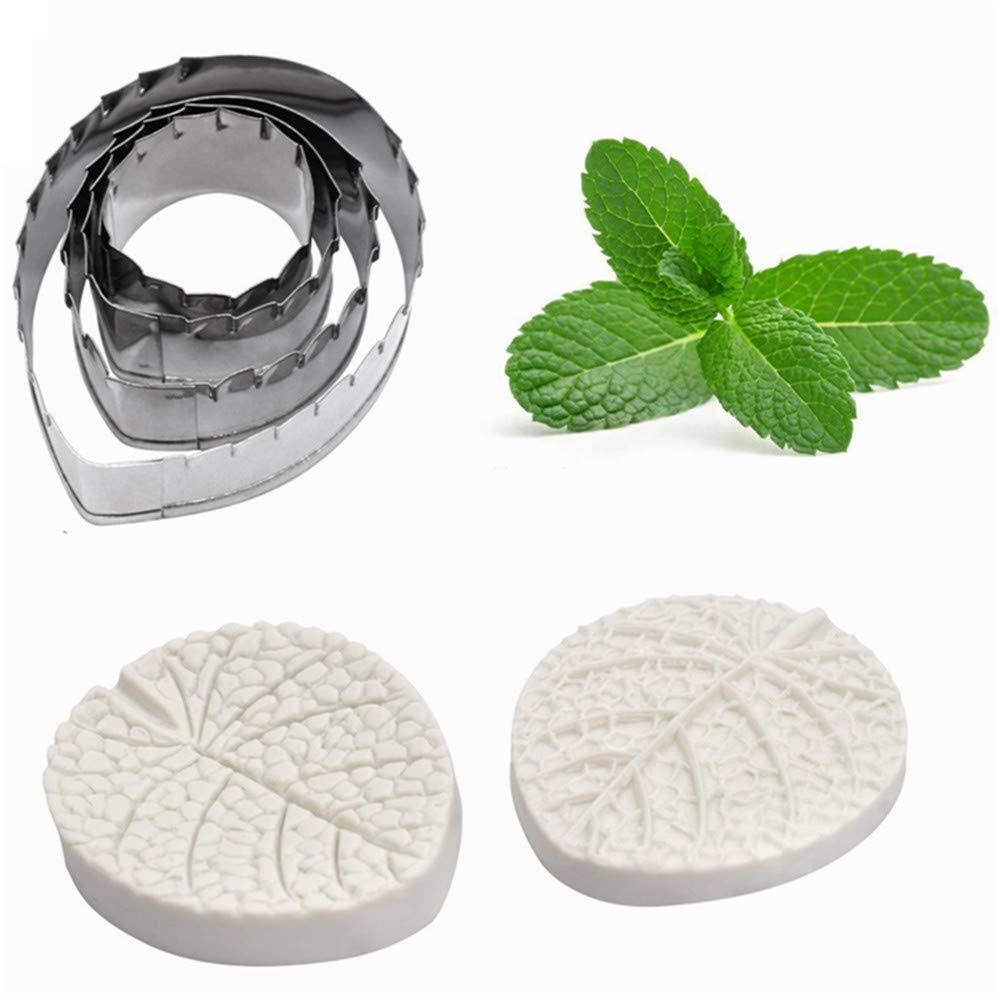 Premium Gum Paste Flower Making Tools Set - Silicone Fondant Mold for Petal & Leaf Vein Details (Mint Leaf 1) | Cake Decorating, Wedding Cake Toppers, DIY Sugar Flowers | Perfect for Professional Bakers & Home Bakers