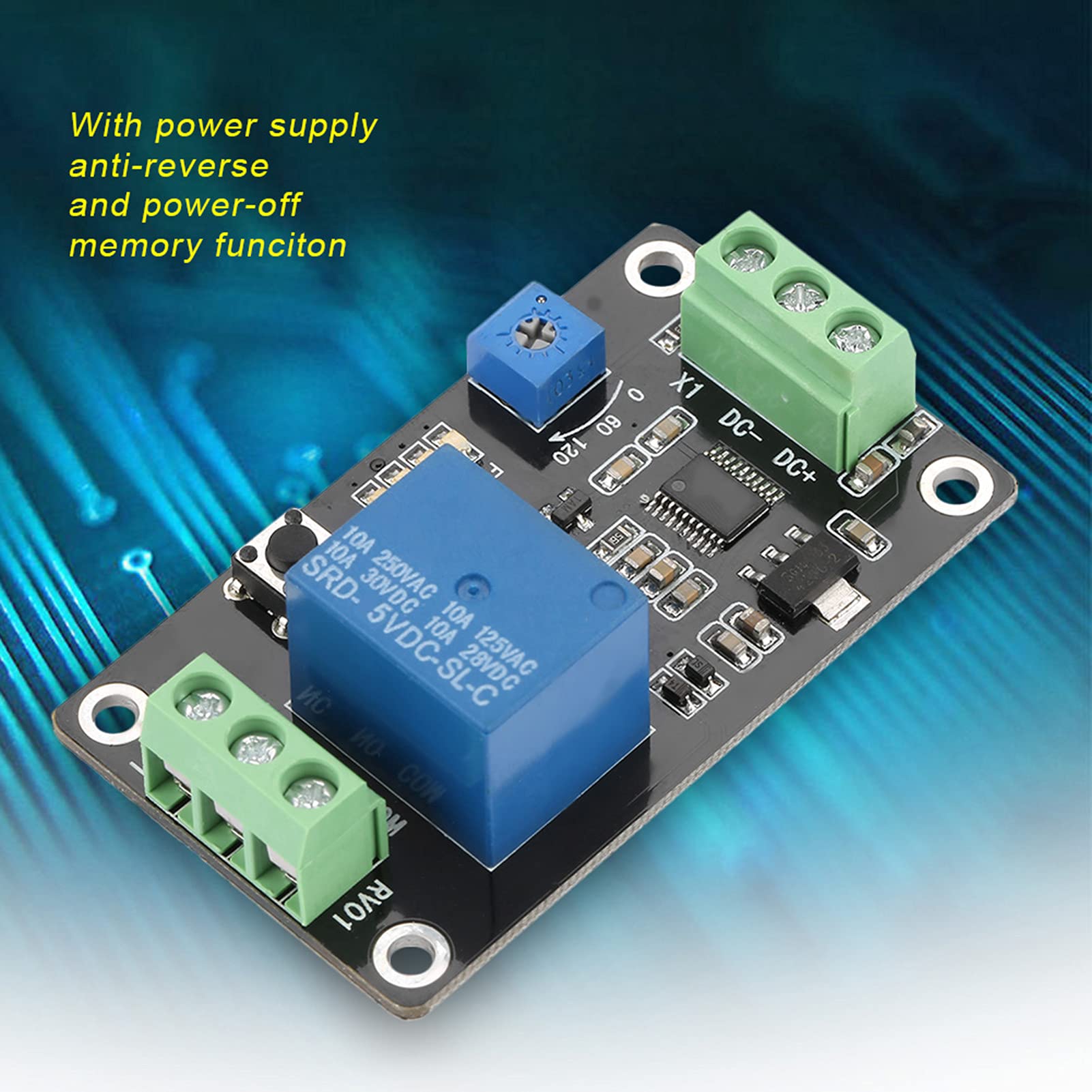 FTVOGUE Timer Relay Module - Self-Locking Delay On/Off Time Switch for DC 5V/12V/24V (DC12V Model) - Perfect for Industrial Automation, Home Appliances, and DIY Electronics Projects