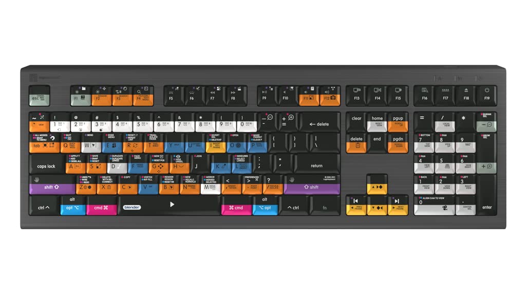 Logickeyboard Blender 3D Shortcut Keyboard for Mac - Professional Astra 2 Layout (LKB-BLEN-A2M-US) - Perfect for 3D Modeling, Animation & Video Editing