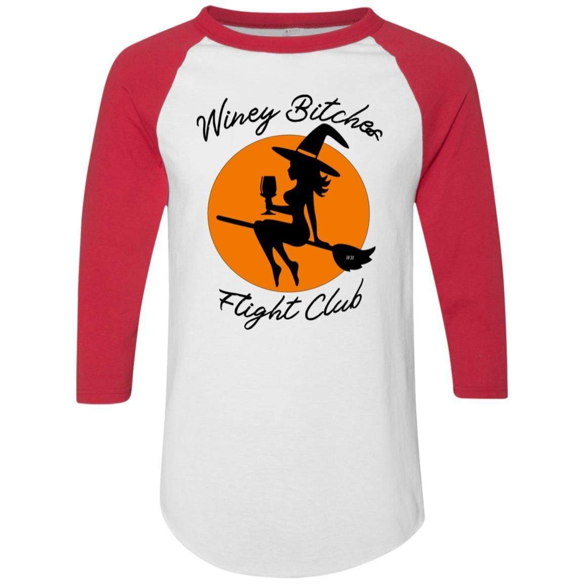 WineyBitches.Co Winey Bitches Flight Club Colorblock Raglan Jersey - Stylish & Comfortable Women's Baseball Tee for Casual Outings, Girls Night Out & Wine Tasting Events