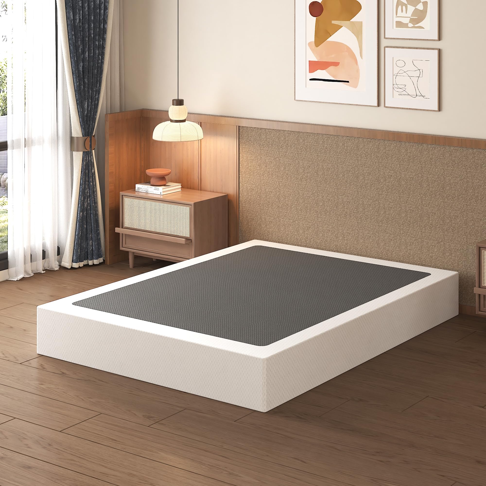 10 Inch Full Size Box Spring - Heavy Duty Metal Bed Base with Fabric Cover, Noise Free Mattress Foundation - Easy Assembly for Bedroom, Guest Room, Dorm, or RV