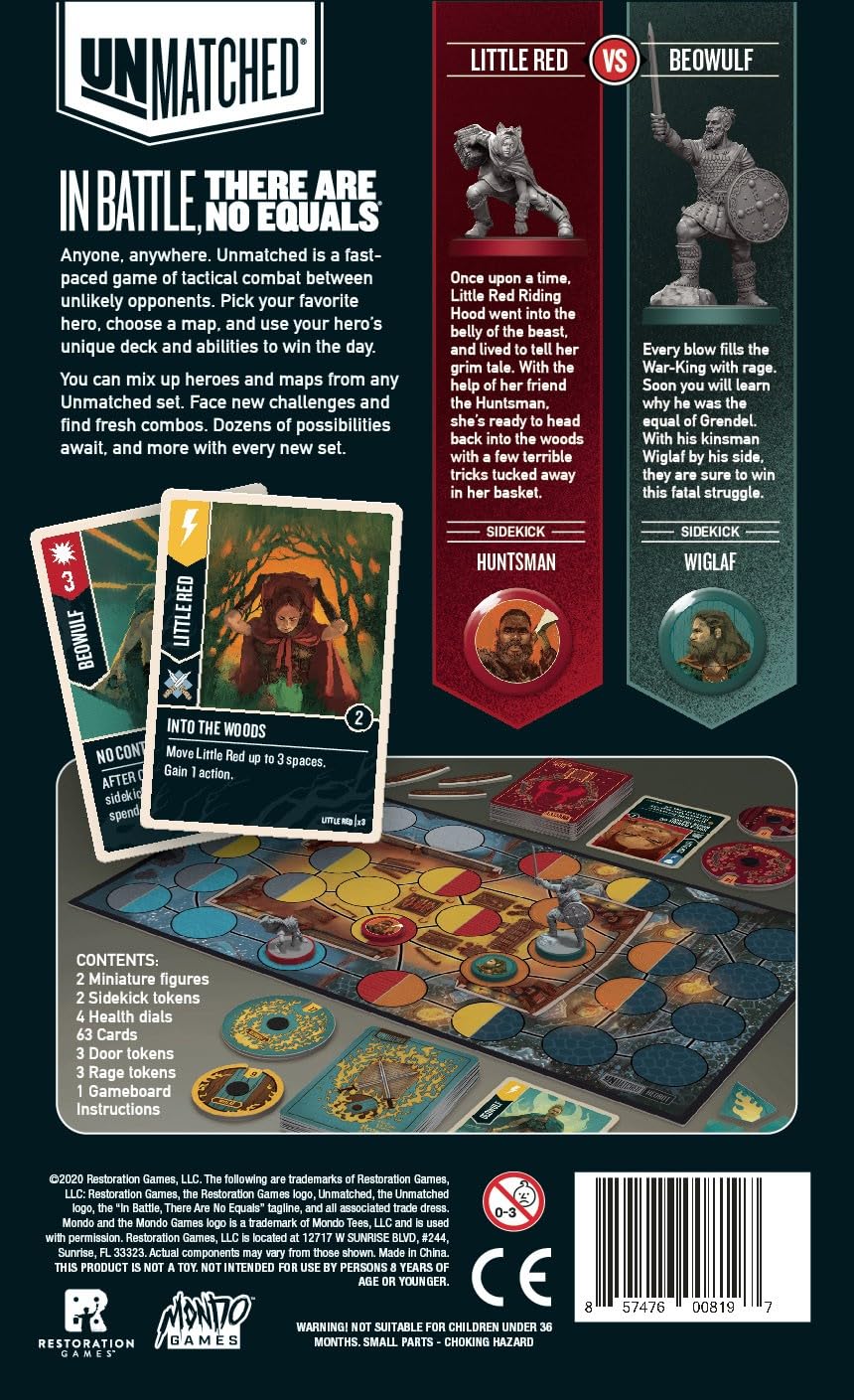 Restoration Games Unmatched Little Red Riding Hood Vs. Beowulf - Strategy Board Game for 2-4 Players | Perfect for Family Game Nights & Competitive Play