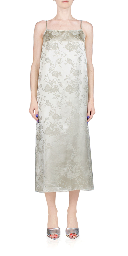 Elegant Jacquard Slip Dress in Ash Gray - Perfect for Evening Parties, Date Nights & Special Occasions