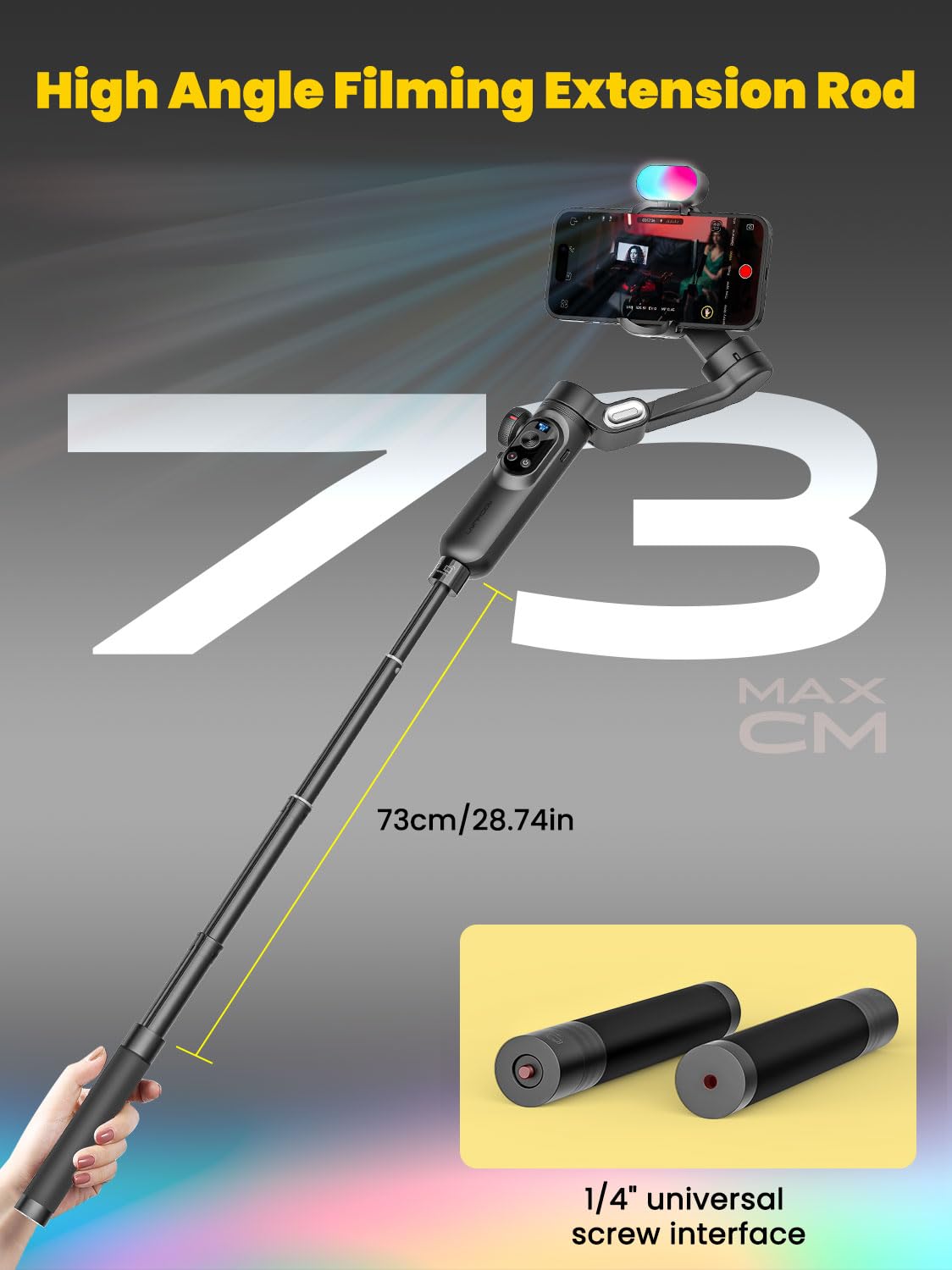 Professional 3-Axis Smartphone Gimbal Stabilizer with RGB Fill Light, Extension Rod & OLED Display - Wireless Charging Compatible with iPhone 15/14/13 Pro/Max & Galaxy S22 - Perfect for TikTok, YouTube & Vlogging (Smart X Pro Combo1)
