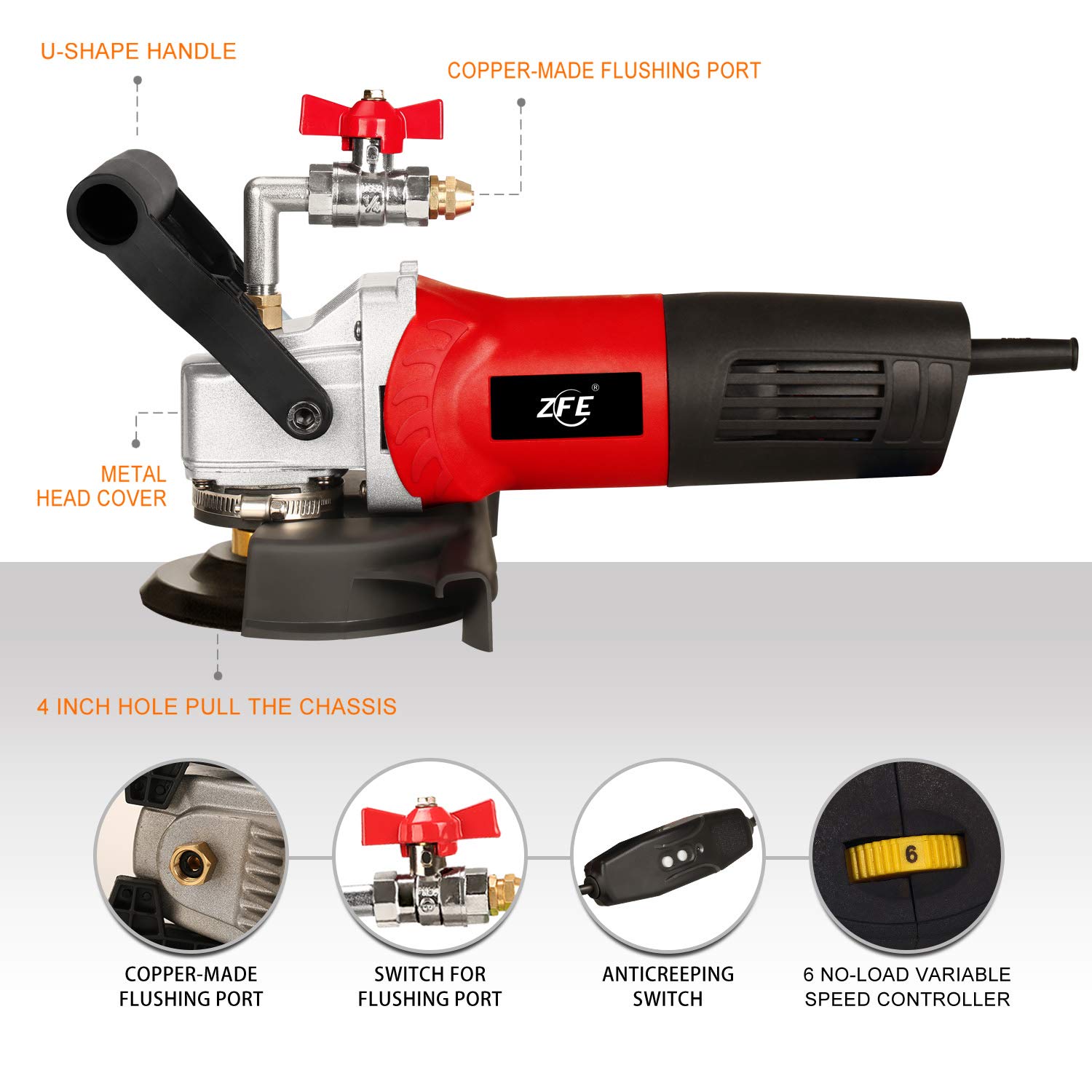 800W 110V Variable Speed 4-Inch Wet Polisher Grinder with Diamond Polishing Pads - Professional Stone Polishing Tool for Granite, Marble, Concrete & Natural Stone - Perfect for Countertops, Floors & DIY Home Renovation Projects