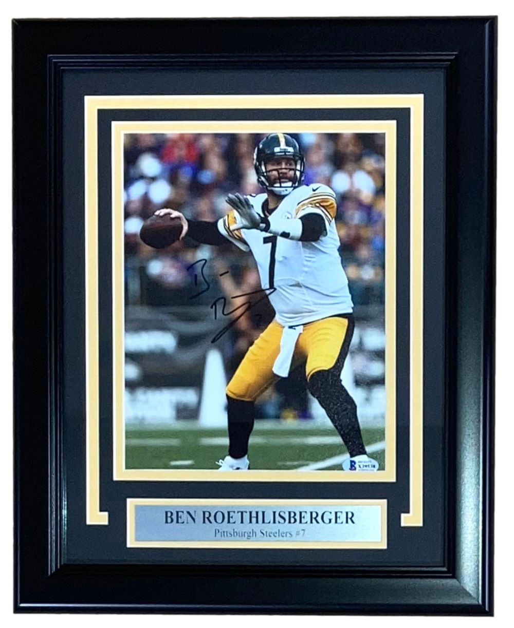 Authentic Ben Roethlisberger Autographed Framed 8x10 Pittsburgh Steelers Memorabilia Photo - Perfect for Sports Collectors, Man Cave Decor & Steelers Fan Gifts