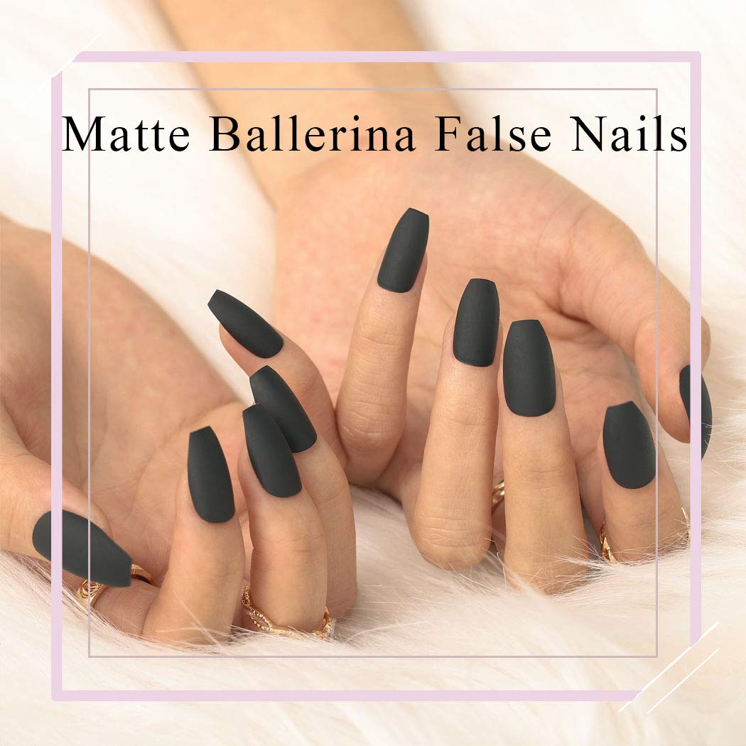 Sethexy Matte Coffin False Nails 8 Packs (192 Pcs) - Solid Color Press on Nails Medium Ballerina Fake Nails for Women and Girls - Perfect for Parties, Weddings, and Everyday Wear