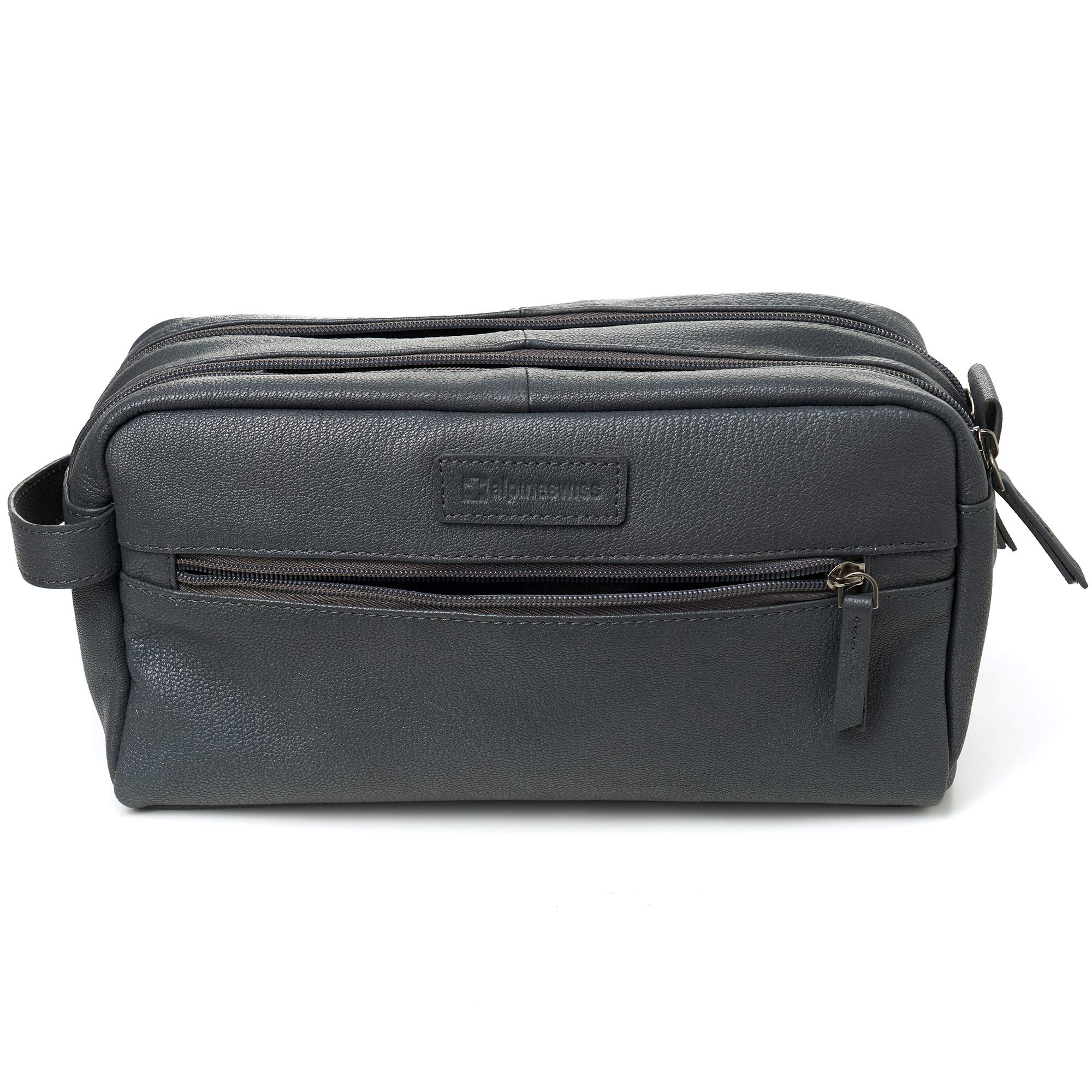 Premium Alpine Swiss Sedona Genuine Leather Toiletry Bag - Waterproof Travel Shaving Kit & Dopp Kit for Men | Perfect for Business Trips, Gym, Camping & Weekend Getaways