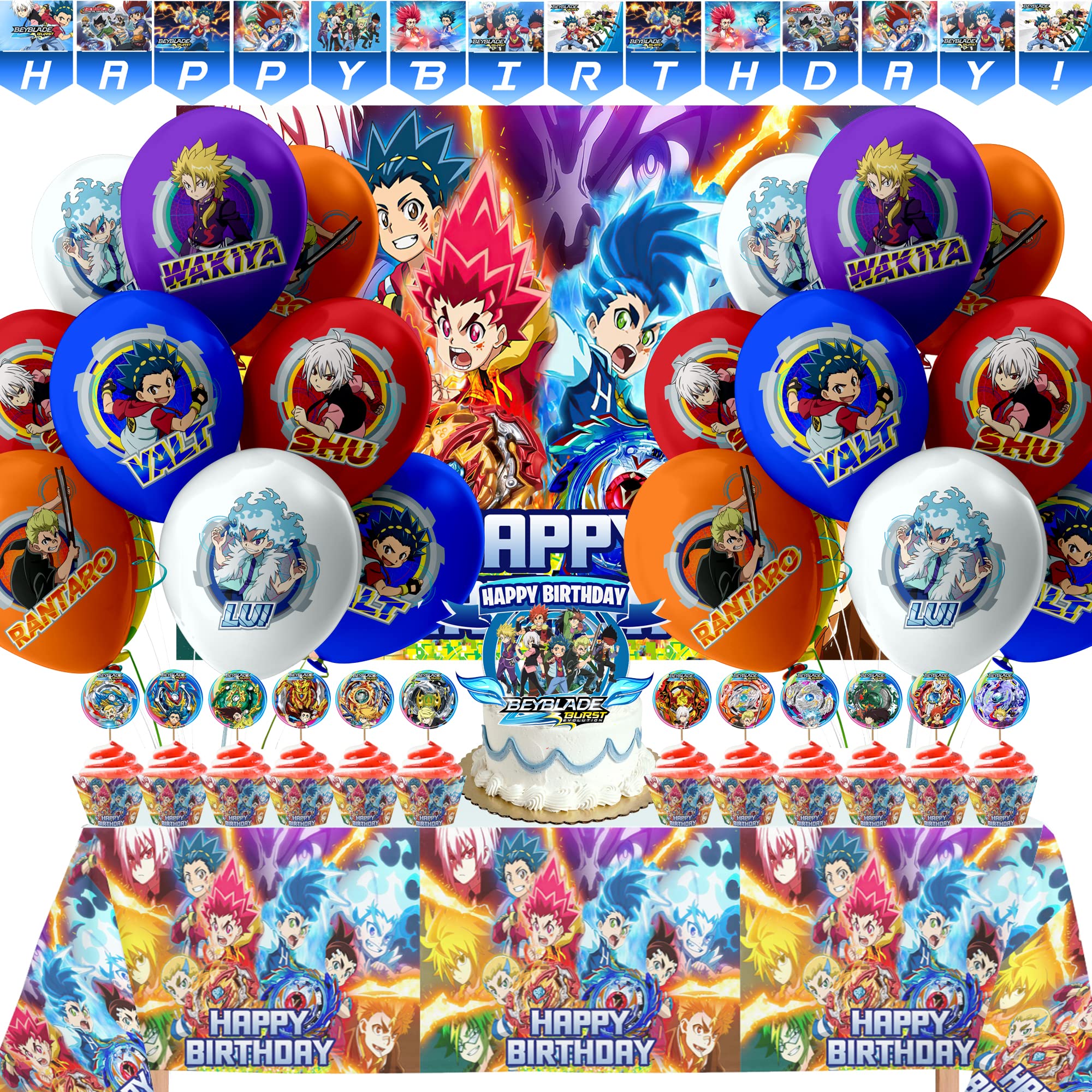 Nelton Battle Game Party Supplies Set - Backdrop, Cake Topper, 24 Cupcake Toppers, 20 Balloons, Tablecloth & Banner | Perfect for Themed Birthday Parties, Gaming Events & Nerf War Celebrations