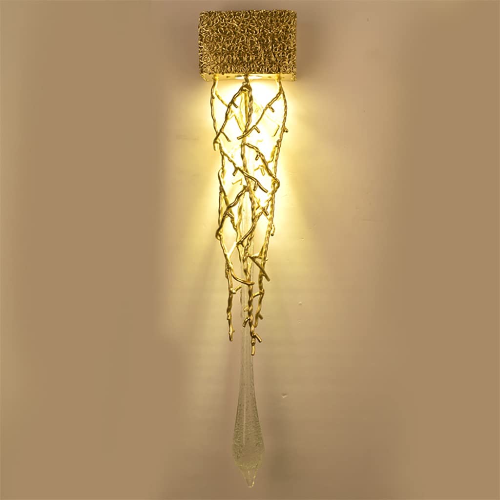 XDCHLK Gold Drop Wall Lamp - Modern Indoor Lighting Fixture for Living Room, Dining Room, Bedroom & Bedside Decor | Elegant Home Decoration Lighting for Cozy Ambience