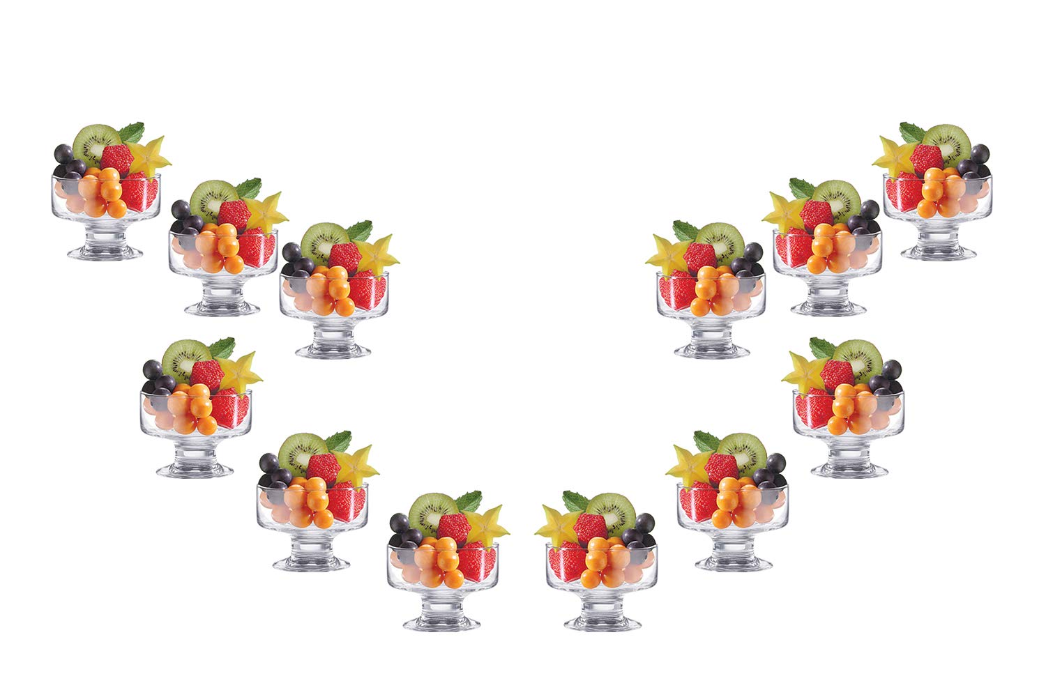 7oz Ice Cream Bowls - Elegant Glass Dessert Bowls for Snacks, Fruit & Sundae - Set of 12 for Parties & Dining