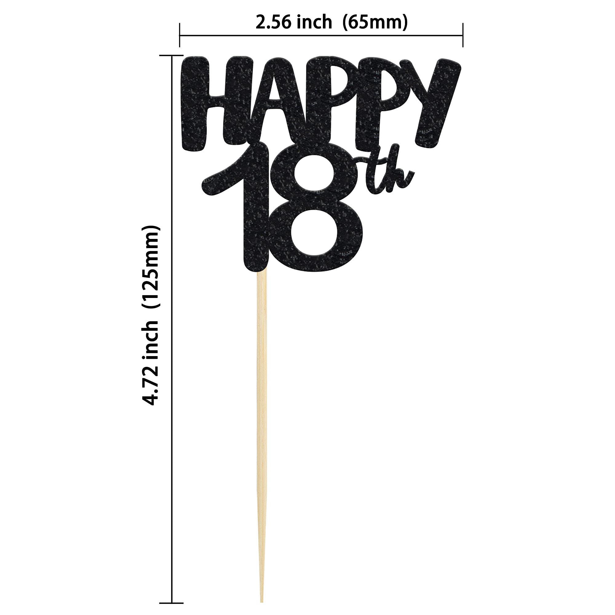 24Pcs Happy 18th Birthday Cupcake Toppers - Black Gold Cake Decorations for 18th Anniversary Party Supplies | Perfect for Teen Birthday Celebrations, Graduation Parties & Milestone Events