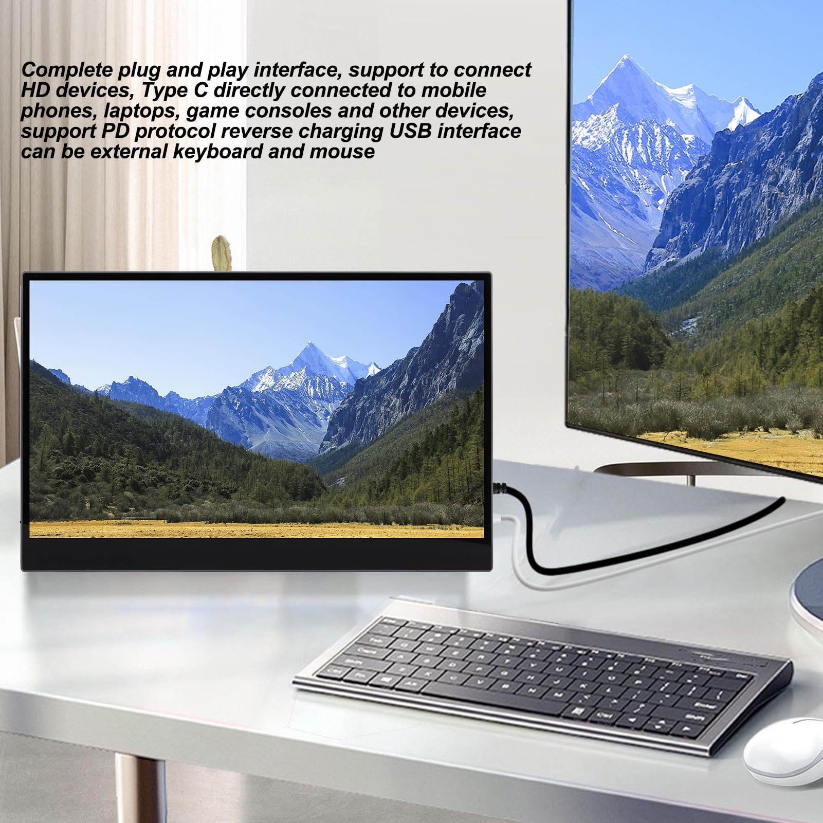 15.6 Inch 2.5K HD Touchscreen Portable Monitor - Ultra Slim External Display for Gaming, Laptop & Travel | Compatible with OS X, Windows & More | Perfect for Work, Entertainment & On-the-Go Productivity