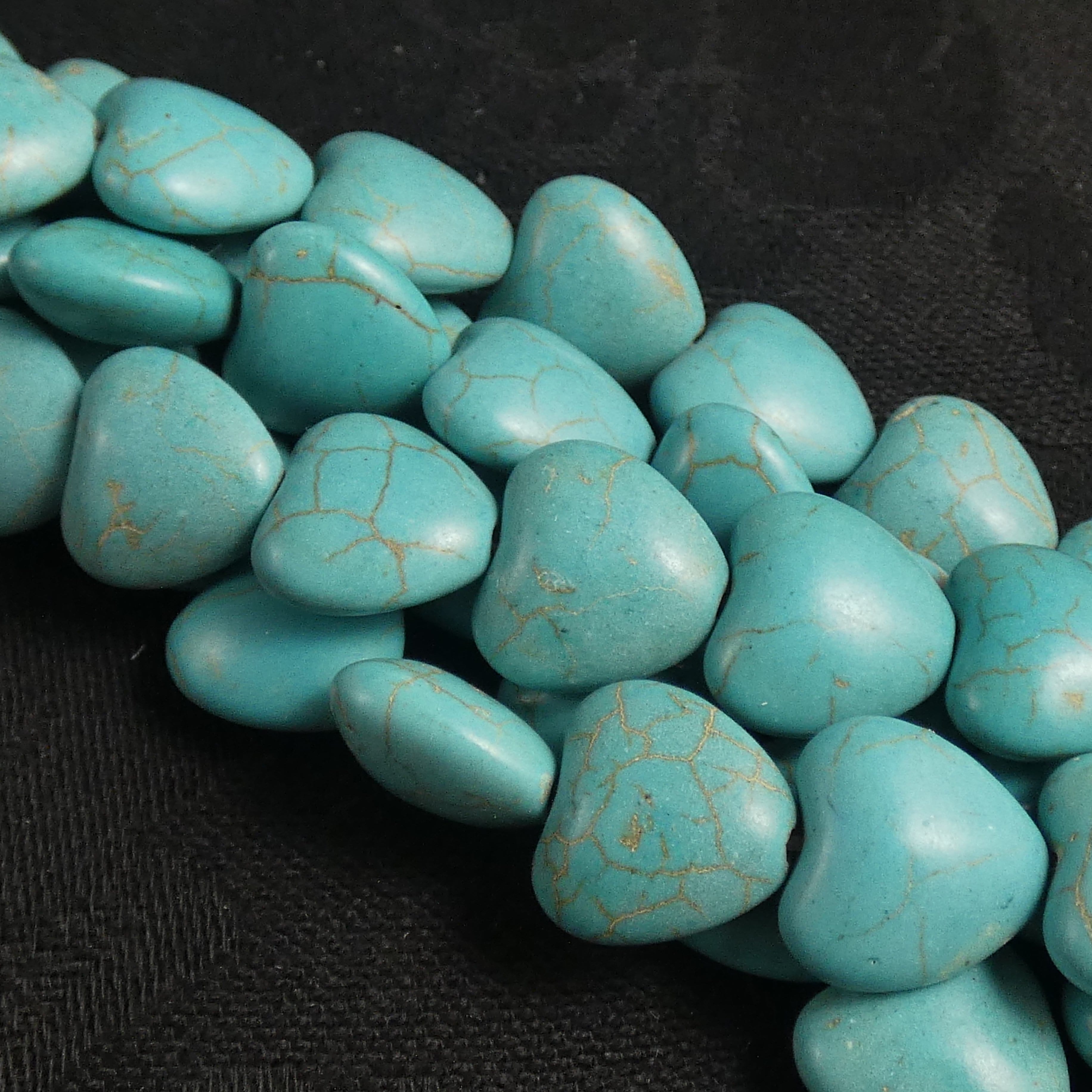 Blue Magnesite Heart Bead Strands for Jewelry Making - Natural Gemstone Beads for Necklaces, Bracelets & DIY Crafts - Perfect for Boho, Spiritual & Healing Jewelry Designs
