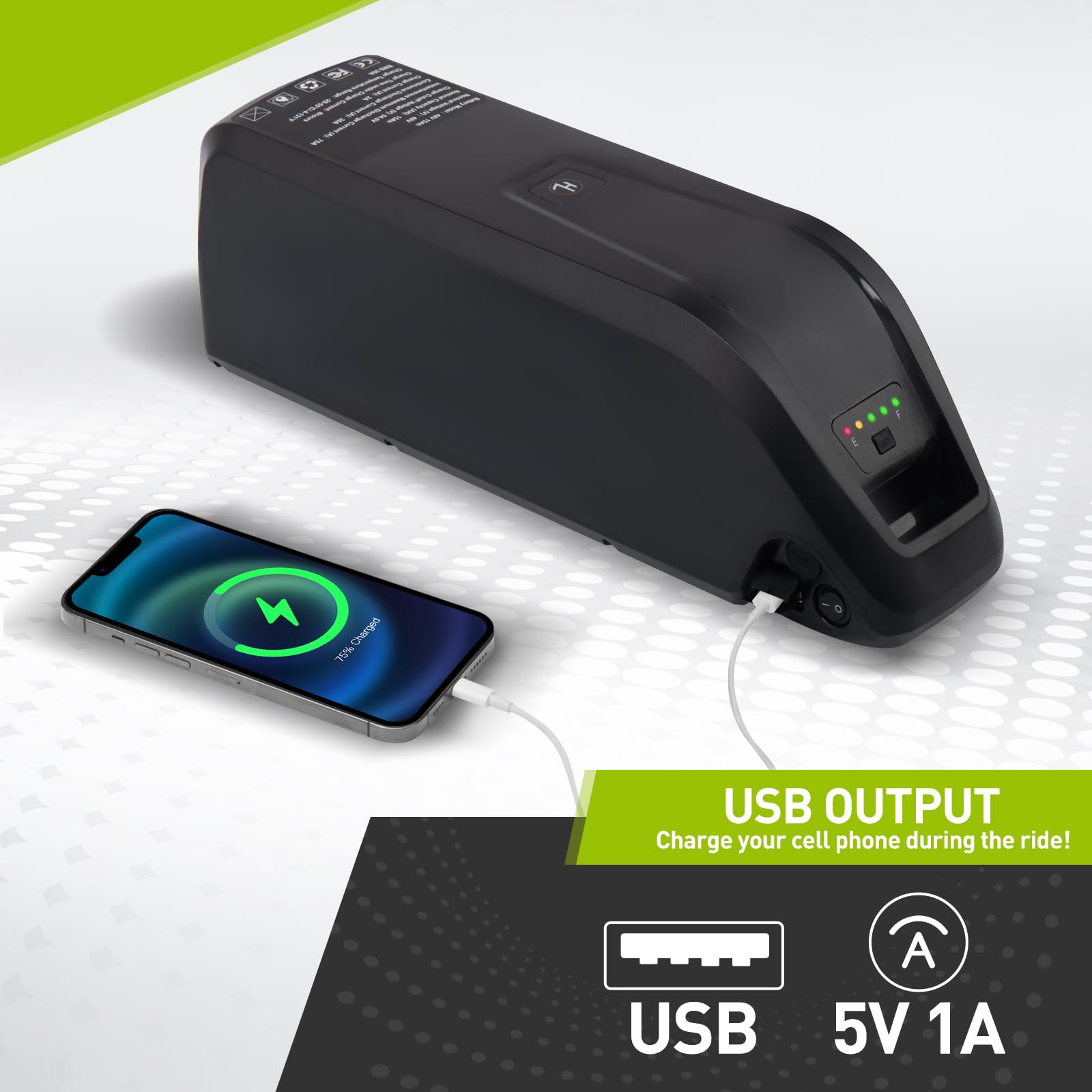 48V 52V Lithium Ebike Battery Pack with 2A Fast Charger | BMS Protection | USB Port & LED Display | Compatible with Electric Bikes & Scooters | Perfect for Commuting, Mountain Biking & Urban Travel