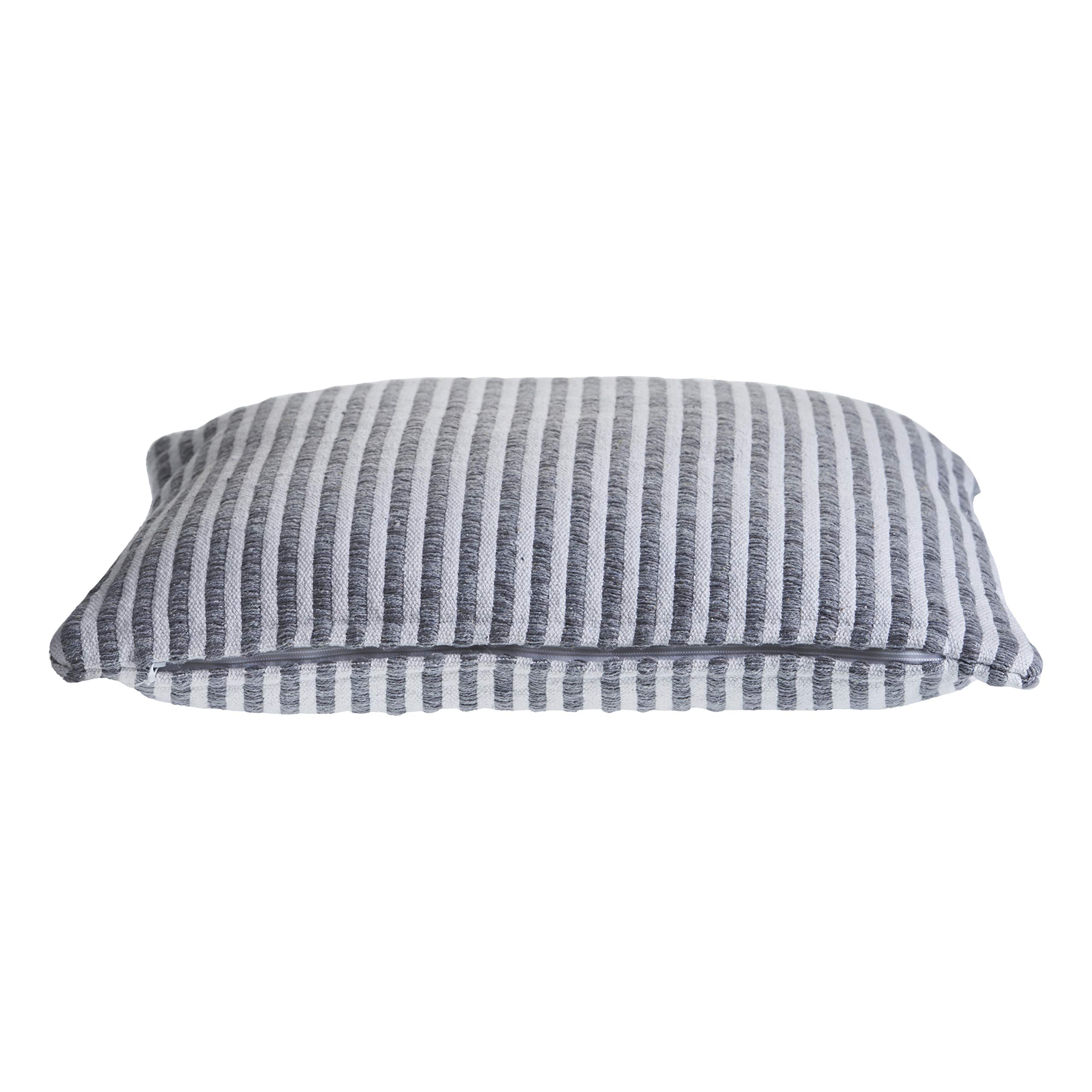 LR Home Gray and Cream Striped Decorative Throw Pillow - Soft Accent Cushion for Sofa, Bed & Living Room Decor