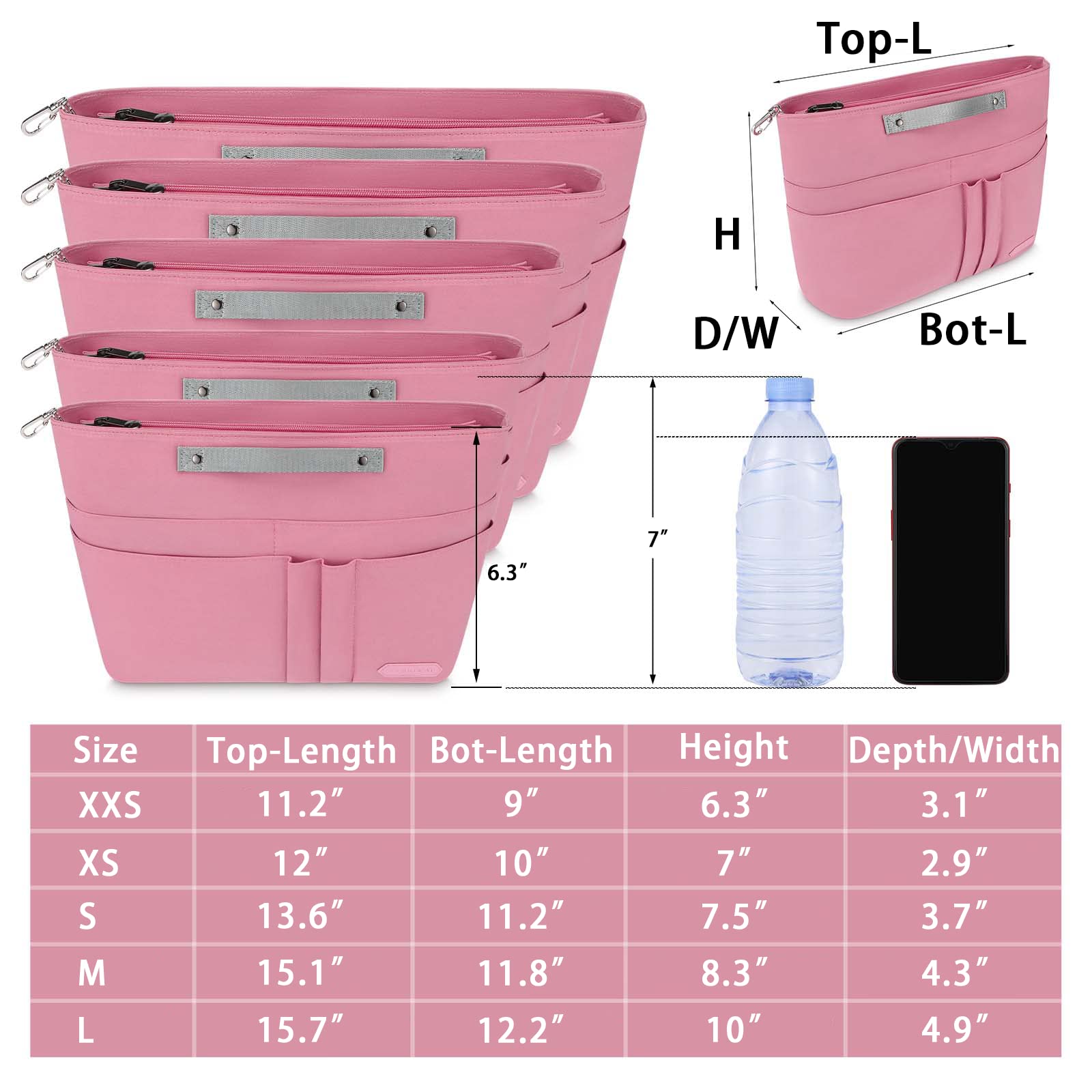 HyFanStr Purse Organizer Insert for Handbags - 15-Pocket Tote Bag Organizer with Zipper for Women | Perfect for Travel, Work & Daily Use