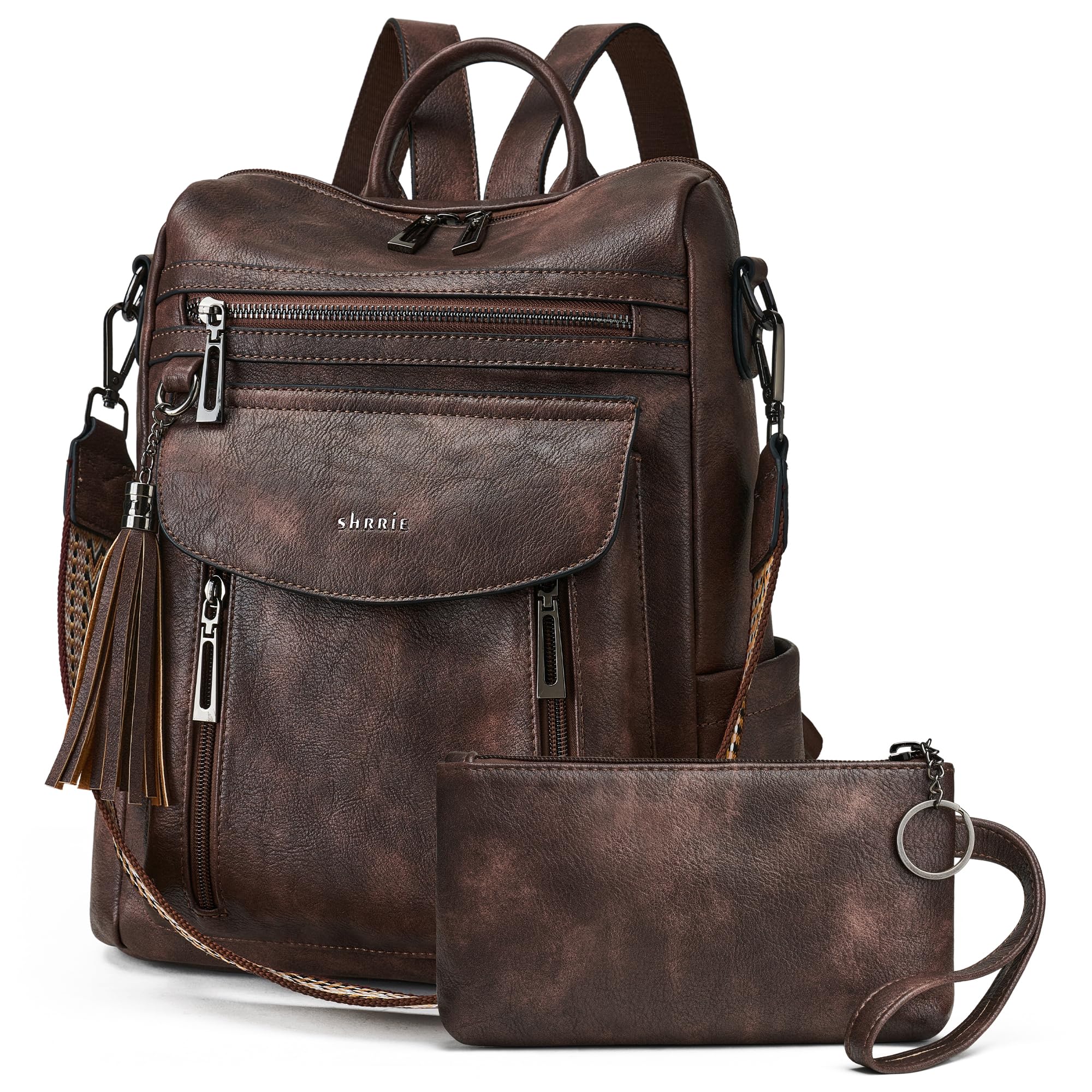Shrrie Women's Fashion Leather Backpack Purse - Convertible Shoulder Bag with Wristlet for Work, College & Travel | Stylish Designer Backpack for Everyday Use, Commuting & Business Trips