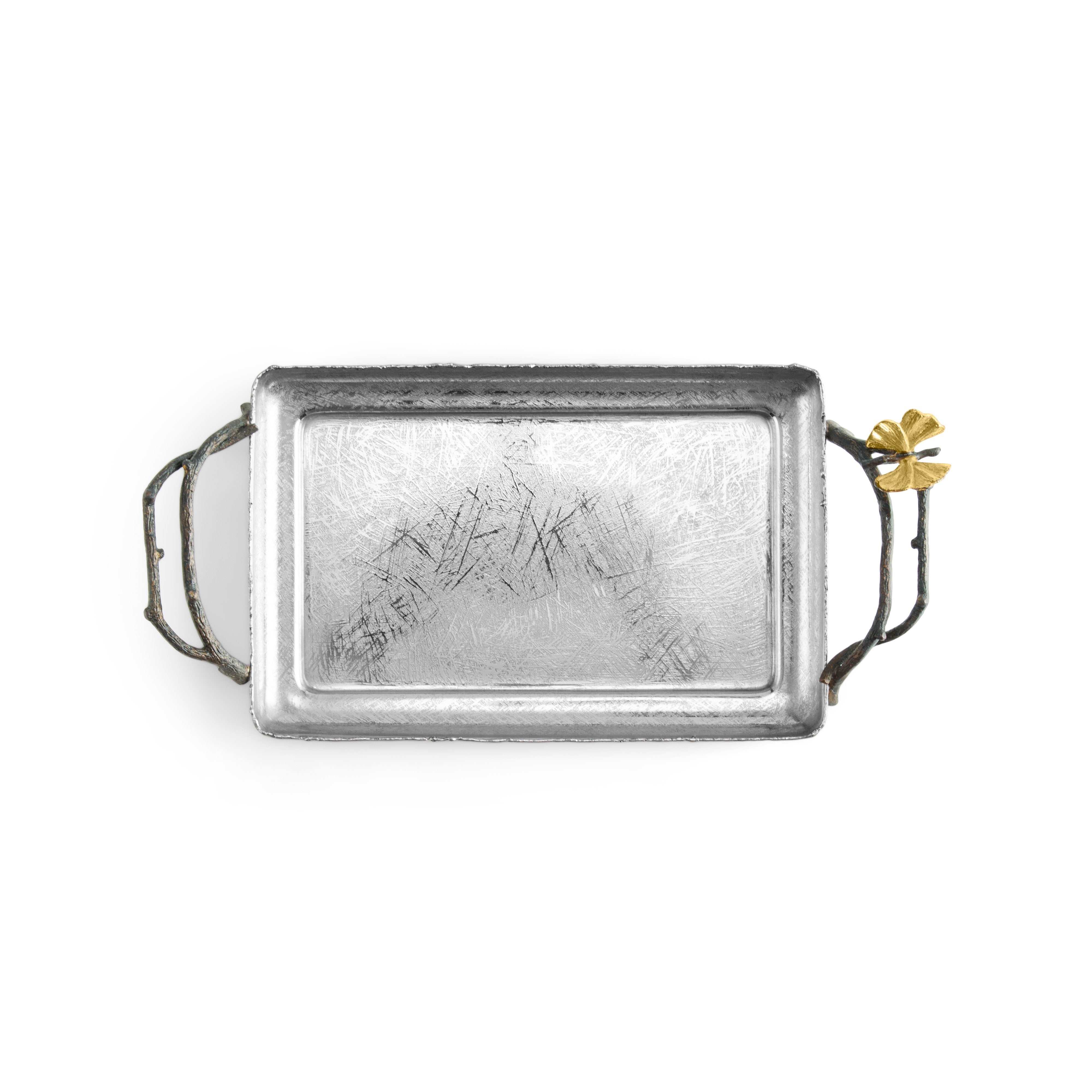 Elegant Butterfly Ginkgo Small Tray with Two Handles - Perfect for Home Decor, Jewelry Organizer & Bathroom Essentials Storage