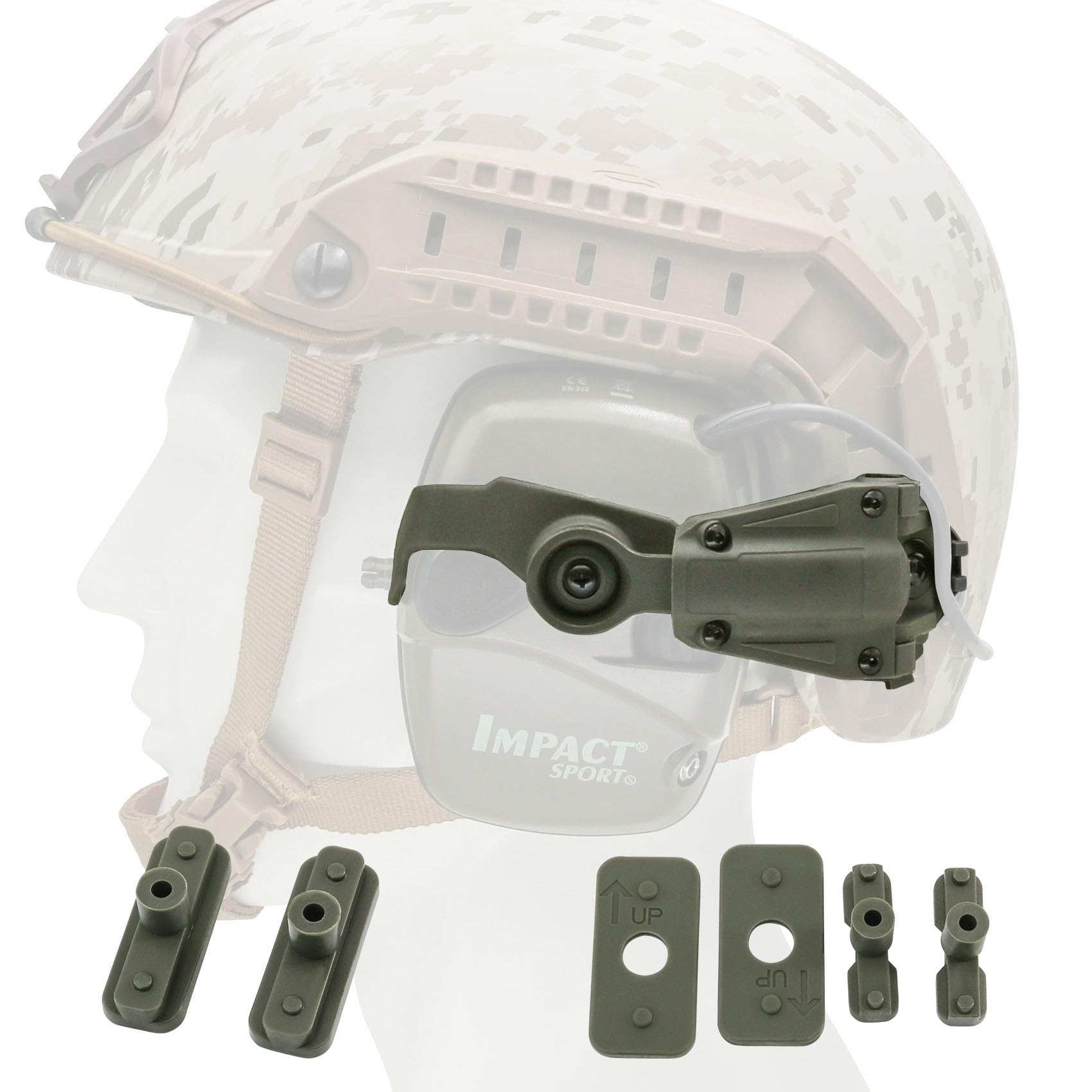 Tactical Helmet ARC Rail Adapter - Compatible with Howard Leight Impact Sport & Electronic Shooting Earmuffs | Perfect for Airsoft, Hunting & Range Shooting