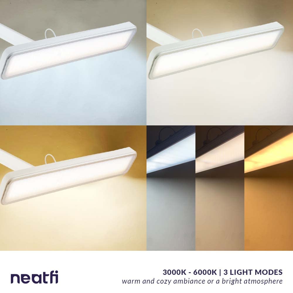 Neatfi XL 2500 Lumens LED Desk Lamp with Clamp - 22 Inch Wide Adjustable Dimmable Light, 3 Color Modes & 4 Brightness Levels - Perfect for Home Office, Study, Crafting, Nail Art & Hobbies (CCT, White) - Ideal for Reading, Working & Detailed Tasks