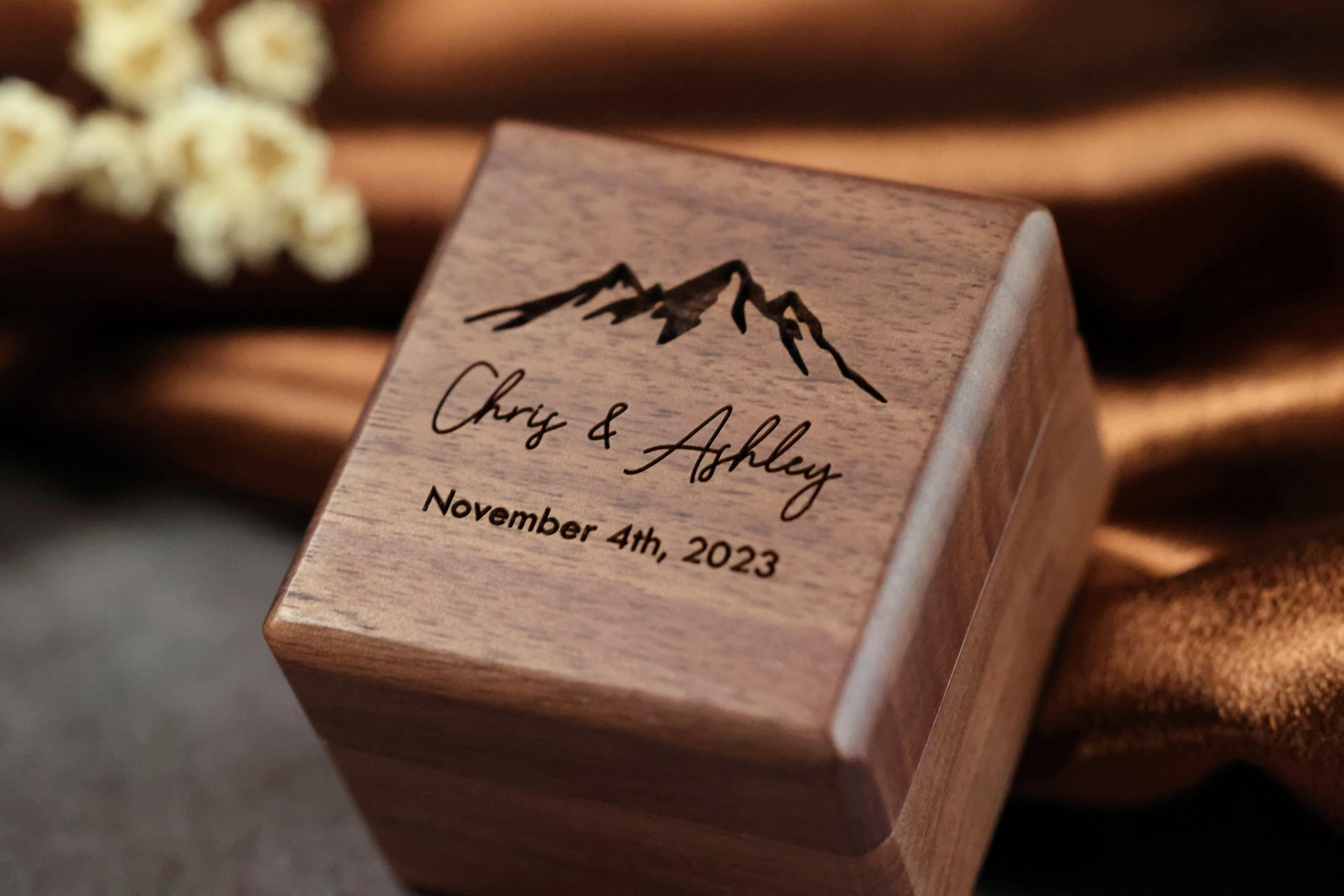 Custom Engraved Wooden Ring Box for 3 Rings - Personalized Wedding Ring Holder for Engagement & Ceremony - Handcrafted by NorthStar Engraving - Perfect for Proposals, Vow Renewals & Anniversary Gifts
