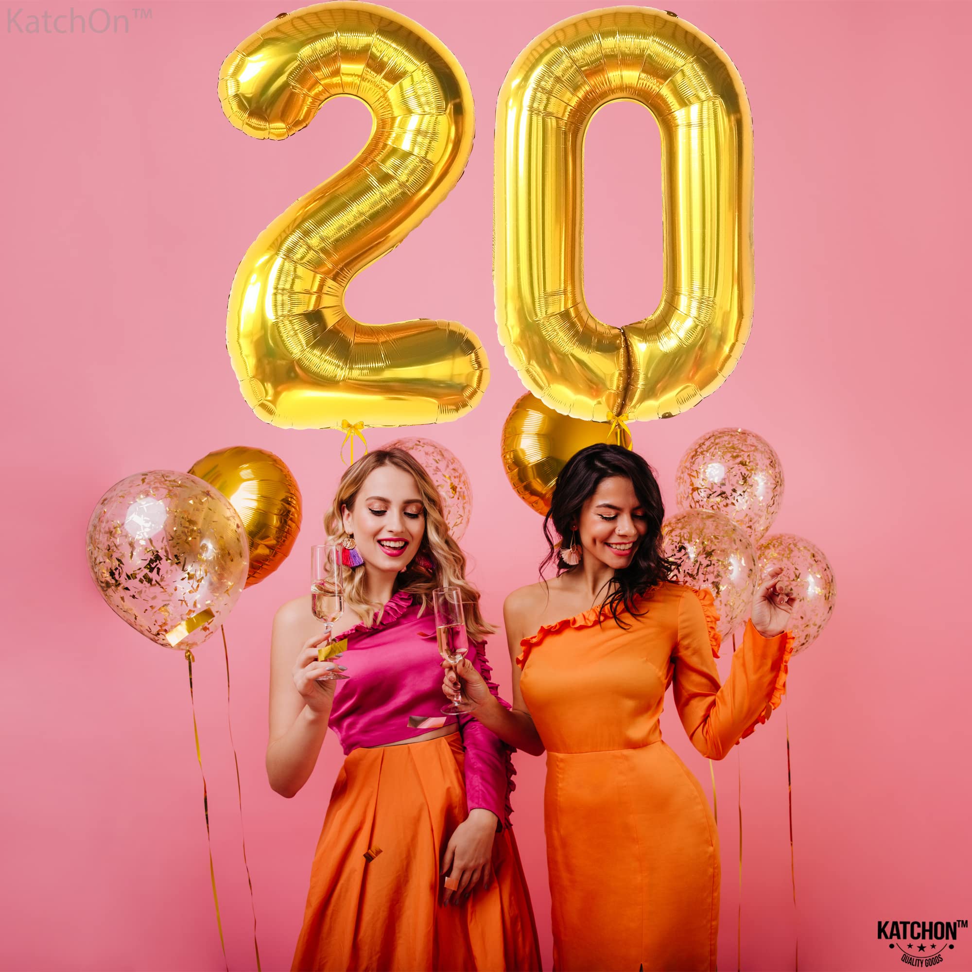 KatchOn 40 Inch Gold Number 20 Balloon - Large Foil 20th Birthday Decorations for Party, Anniversary & Celebration | Perfect for 20th Birthday Party, Graduation, Wedding Anniversary & Special Events