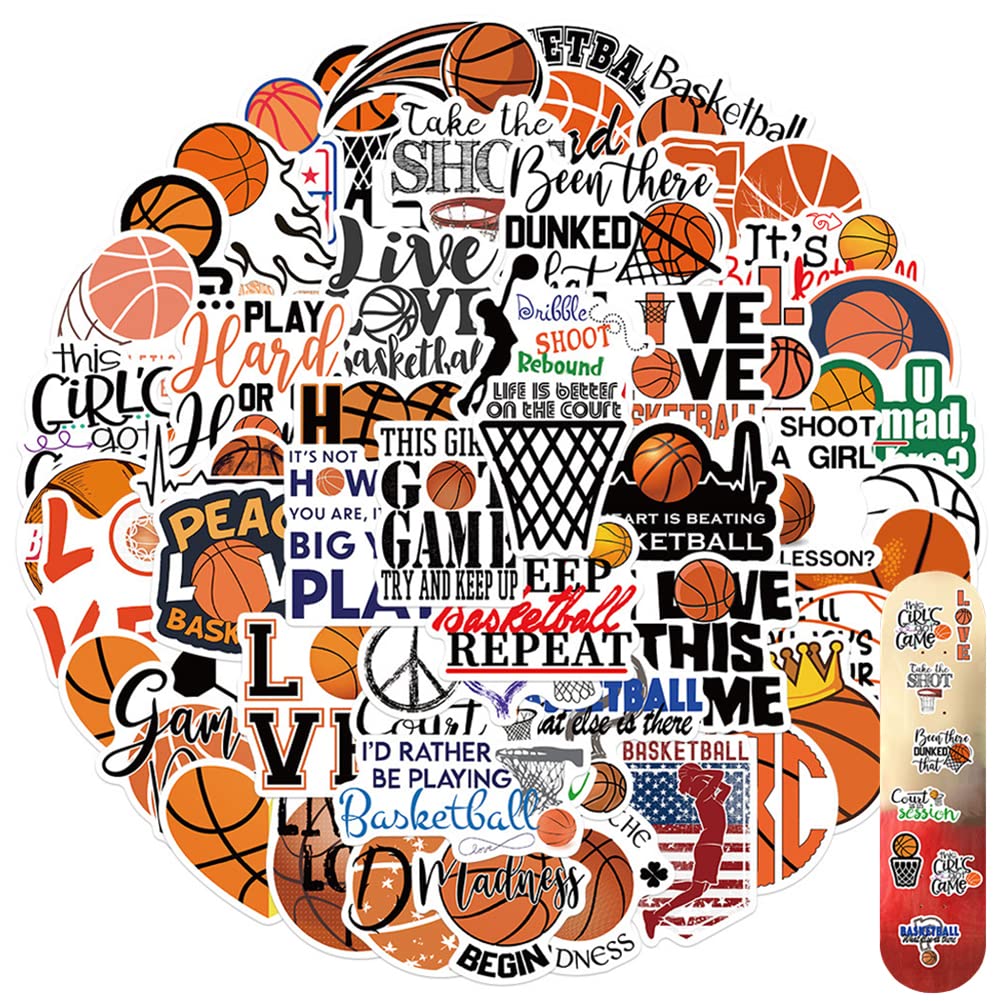 100Pcs Basketball Stickers - Sports Decals for Water Bottles, Skateboards & Laptops