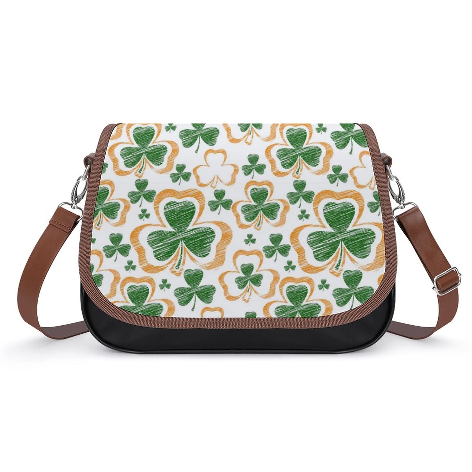 St. Patrick's Day Shamrock Women's PU Leather Crossbody Bag - Soft Shoulder Handbag for Parties, Festivals & Everyday Use