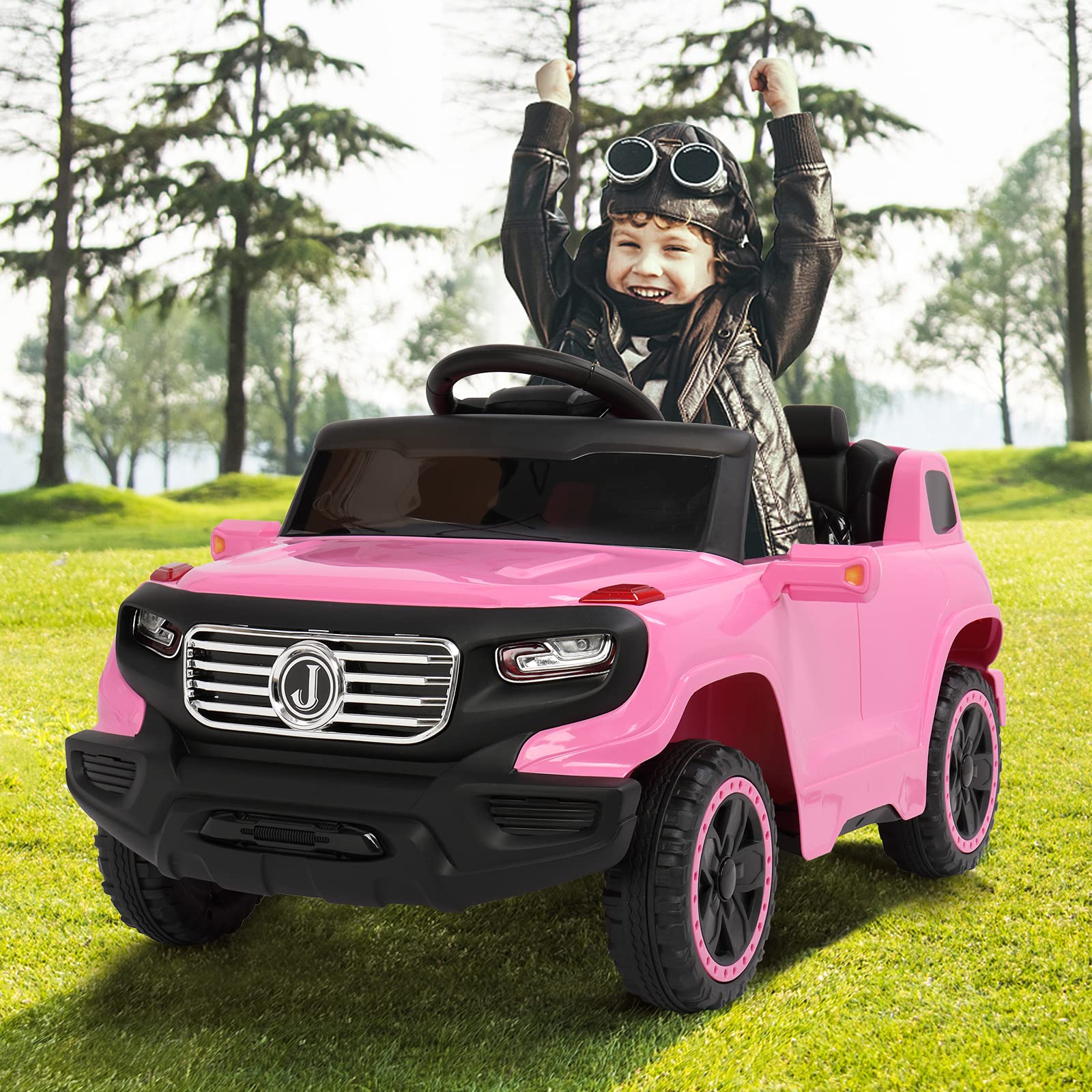 6V Electric Remote Control Truck for Kids - Toddler Ride On Car with 3 Speeds, Music, LED Lights & Safety Seat Belts | Pink Battery-Powered Motorized Toy Vehicle for Boys & Girls | Perfect for Birthday Gifts, Indoor Play & Outdoor Backyard Fun