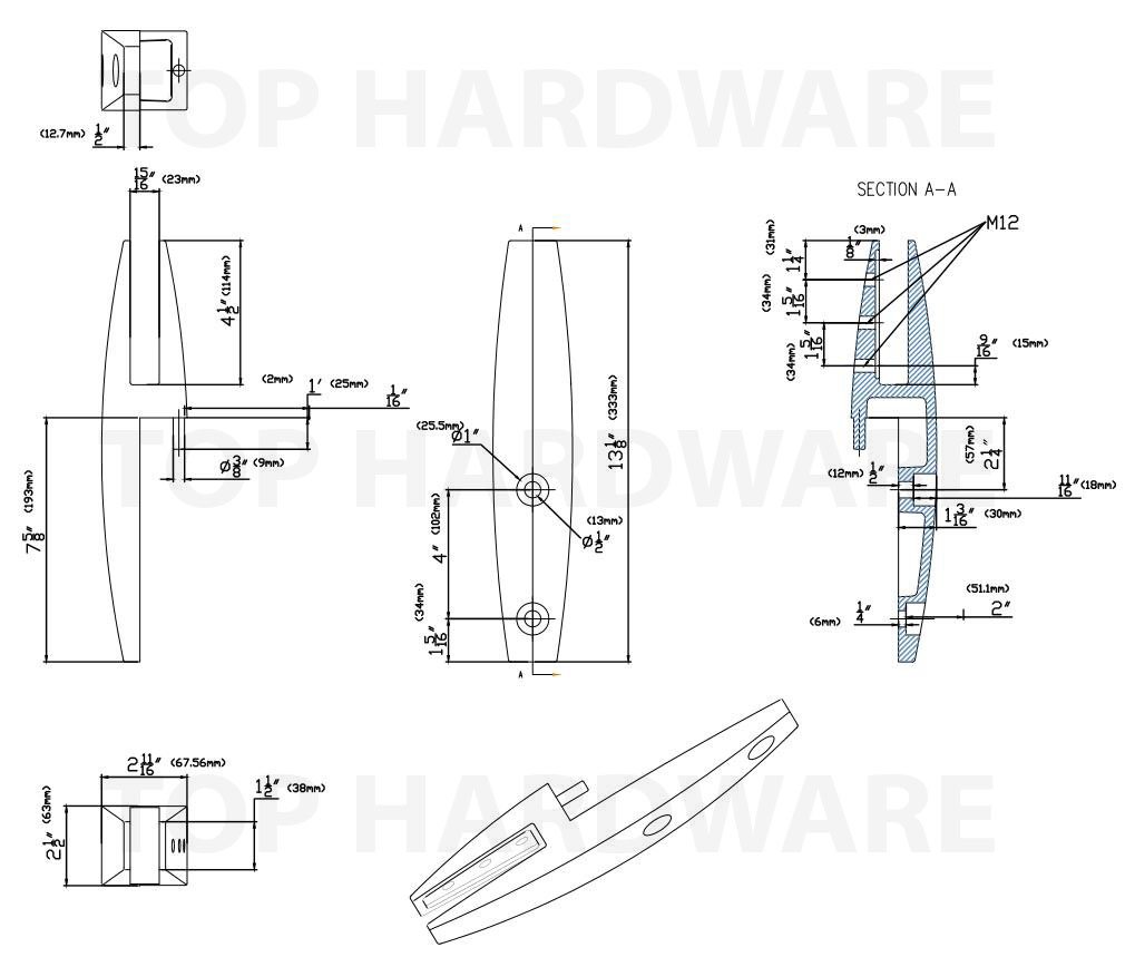 Premium 2205 Stainless Steel Frameless Pool Windscreen Glass Clamp Railing Spigot - Fits 3/8