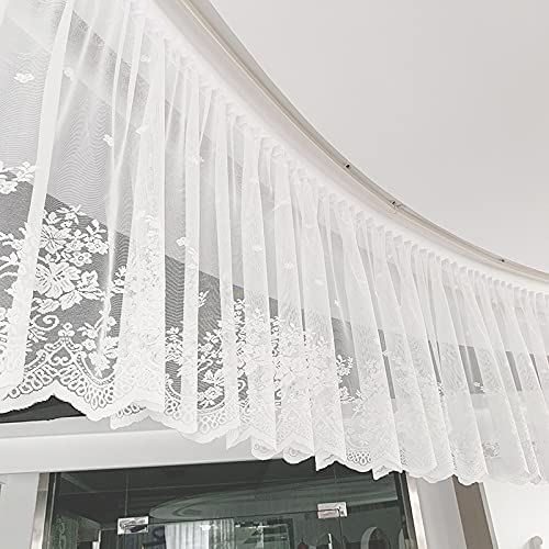 AOKQYA White Lace Valance Curtains 18 Inch Length, Farmhouse Style Kitchen Window Curtains for Cozy Home Decor
