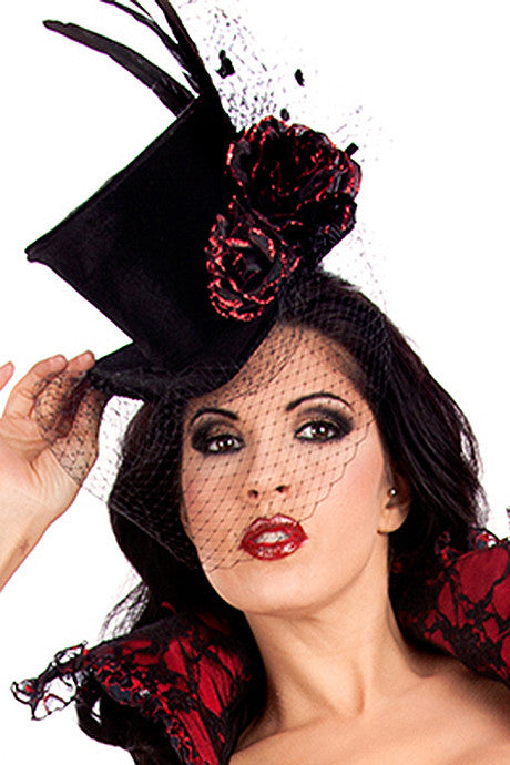 La Vampira de Noche Hat - Gothic Vampire Costume Hat for Women | Perfect for Halloween, Cosplay, and Theatrical Performances