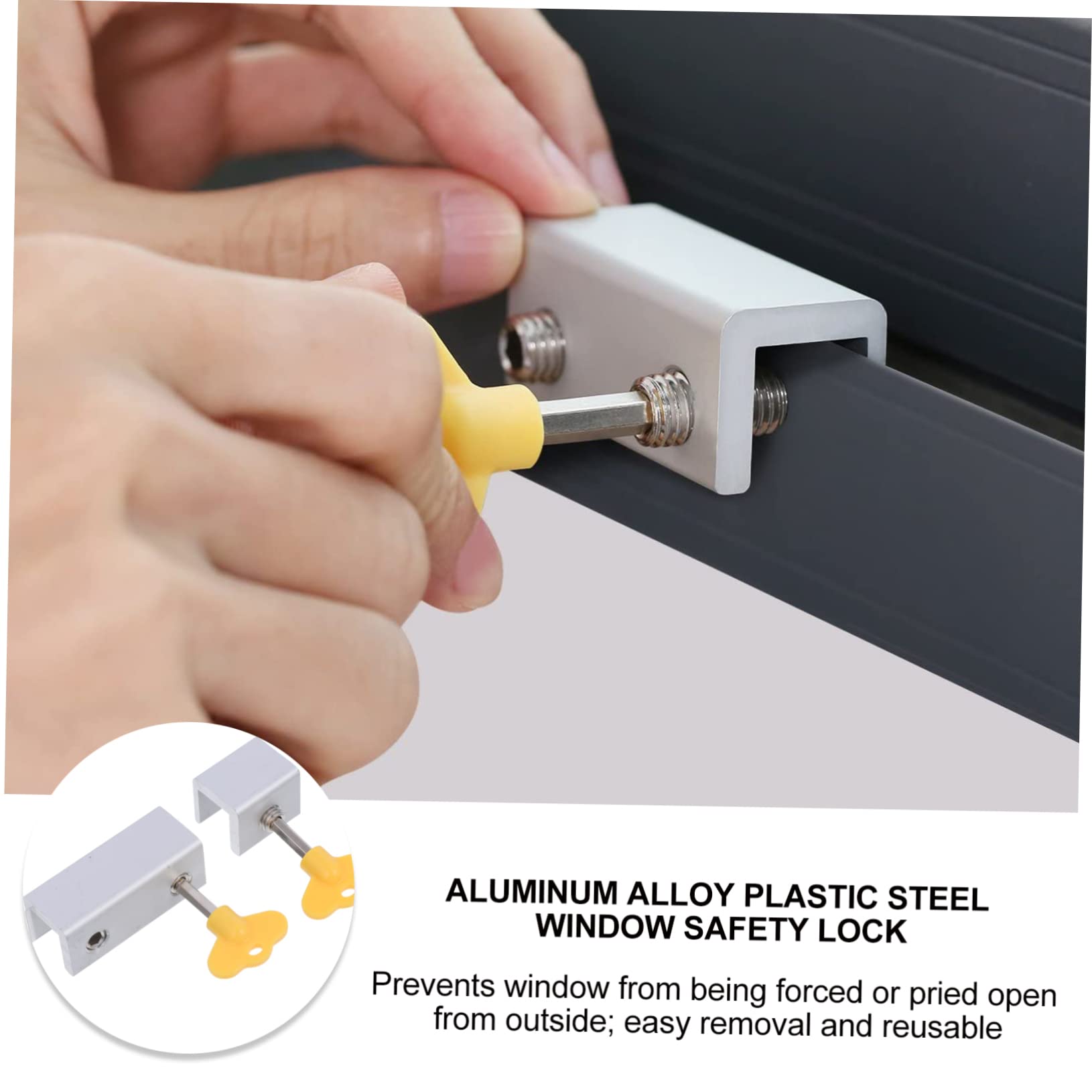 KITANDOVE 4-Pack Sliding Window Security Locks with Keys - Childproof & Burglar Proof for Home & Office Safety - Prevent Falls & Break-Ins - Ideal for Bedrooms, Living Rooms & Basement Windows